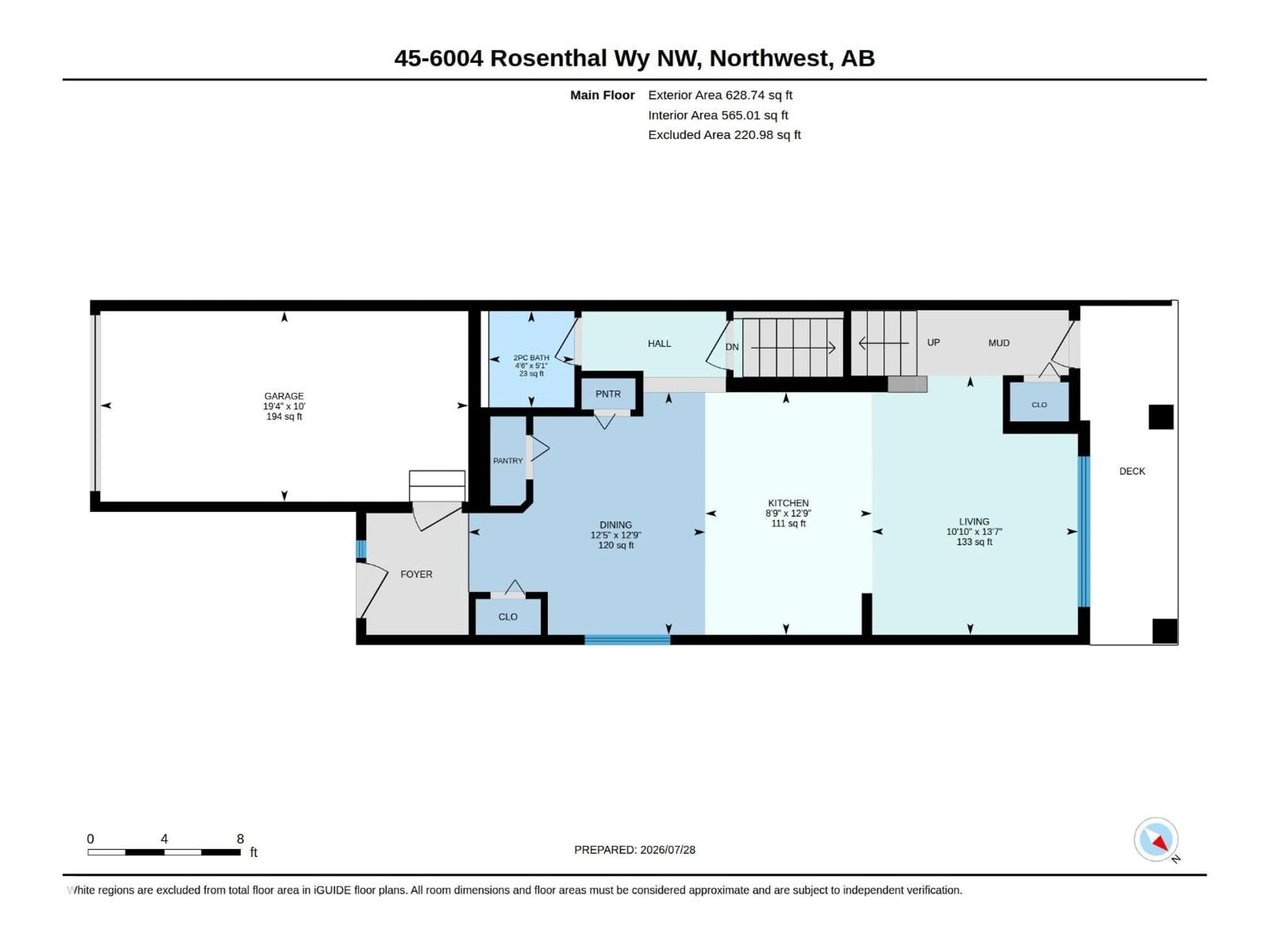 Floor plan for #45 - 6004 ROSENTHAL WY, Edmonton Alberta T5T7L1