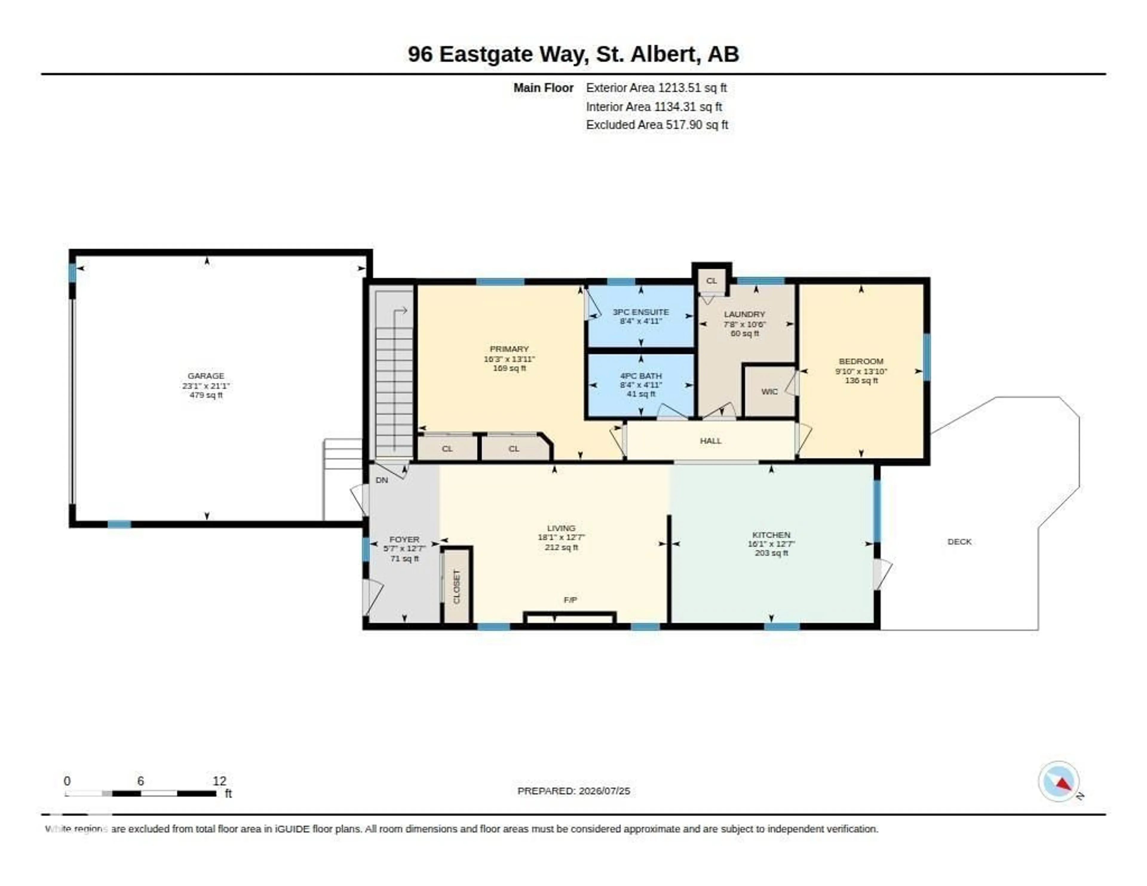 Floor plan for 96 EASTGATE WY, St. Albert Alberta T8N7K1
