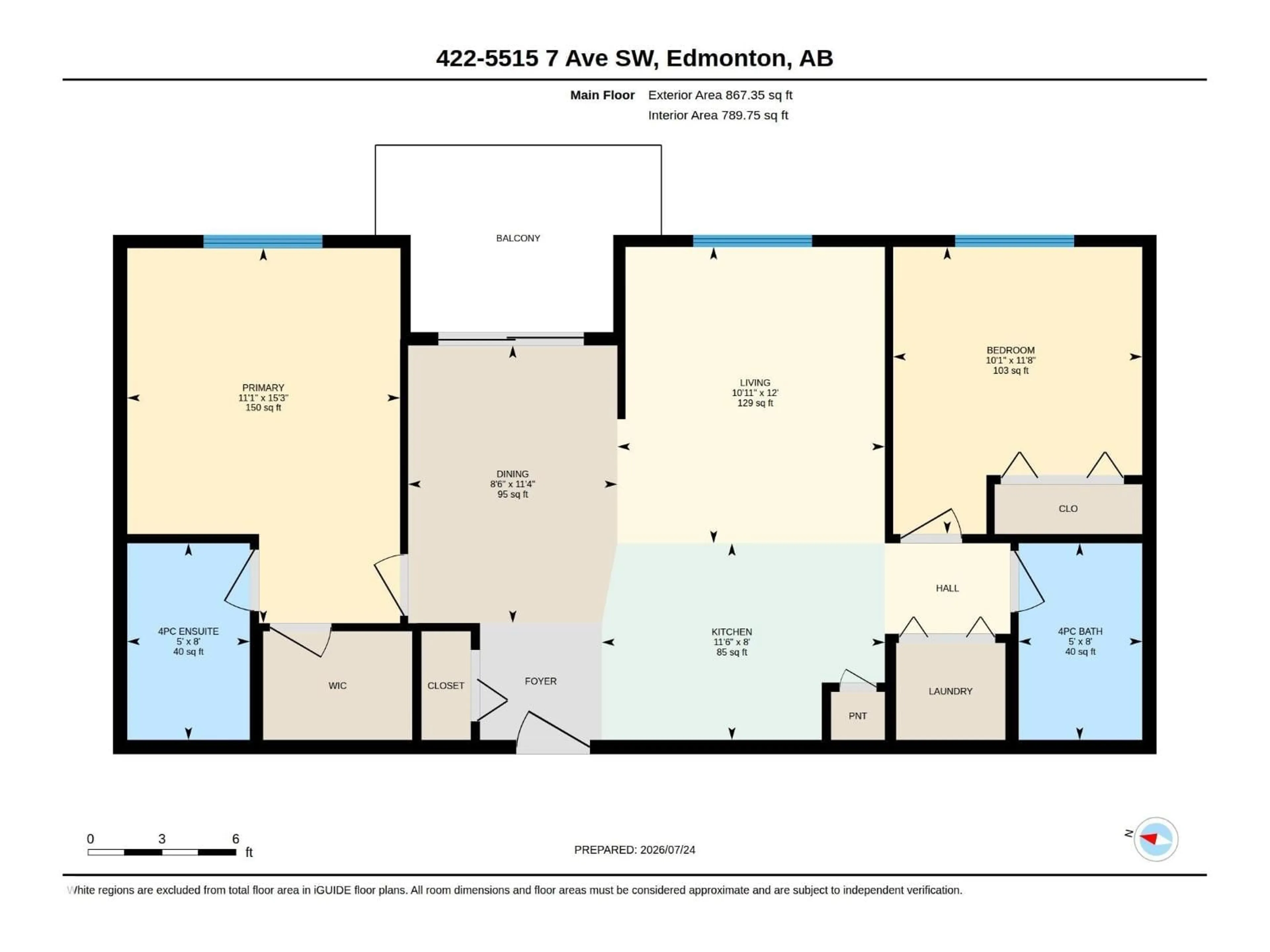 Floor plan for 422 5515 7 AV SW, Edmonton Alberta T6X2A8