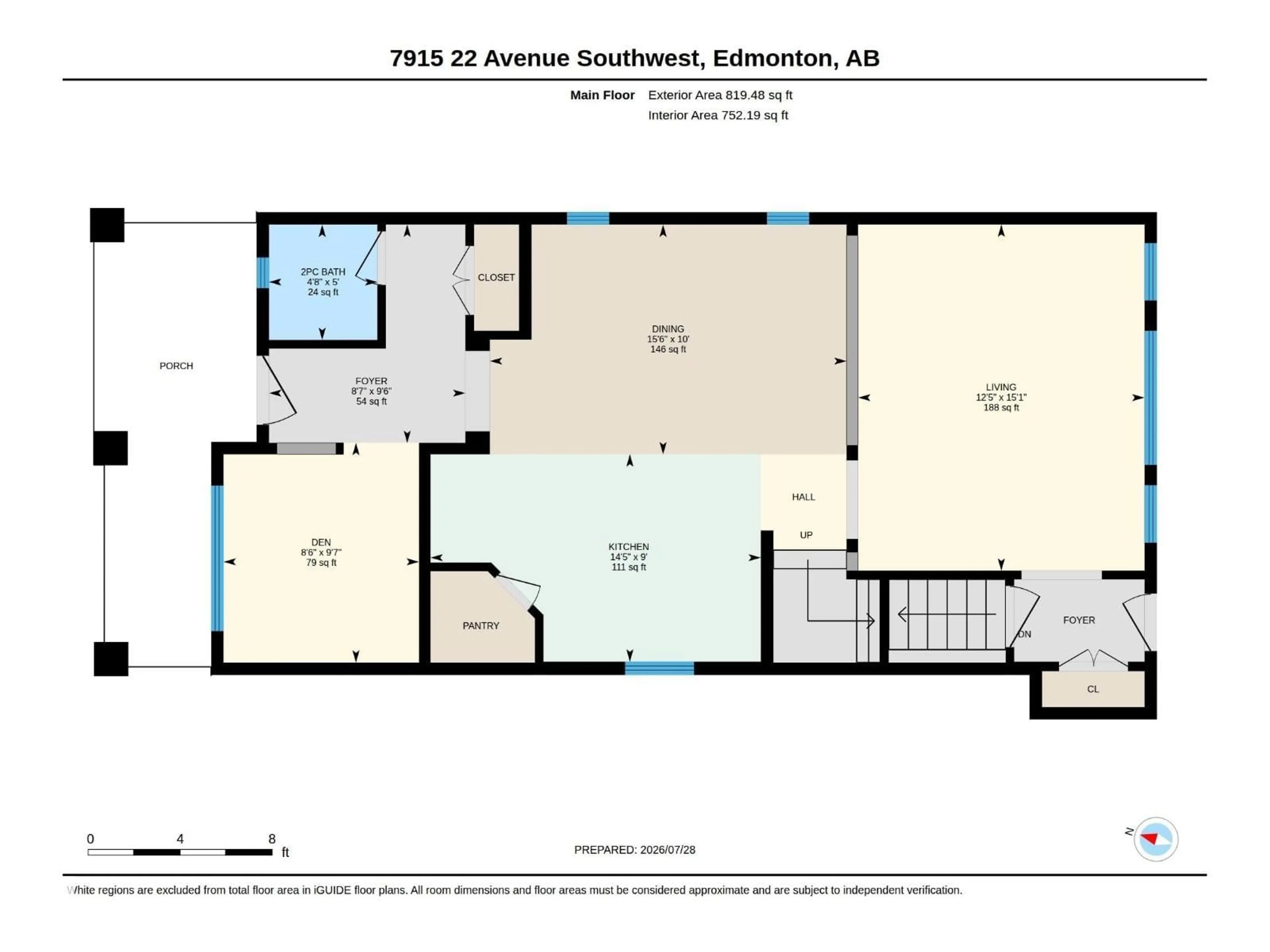 Floor plan for 7915 22 AV, Edmonton Alberta T6X0Z1