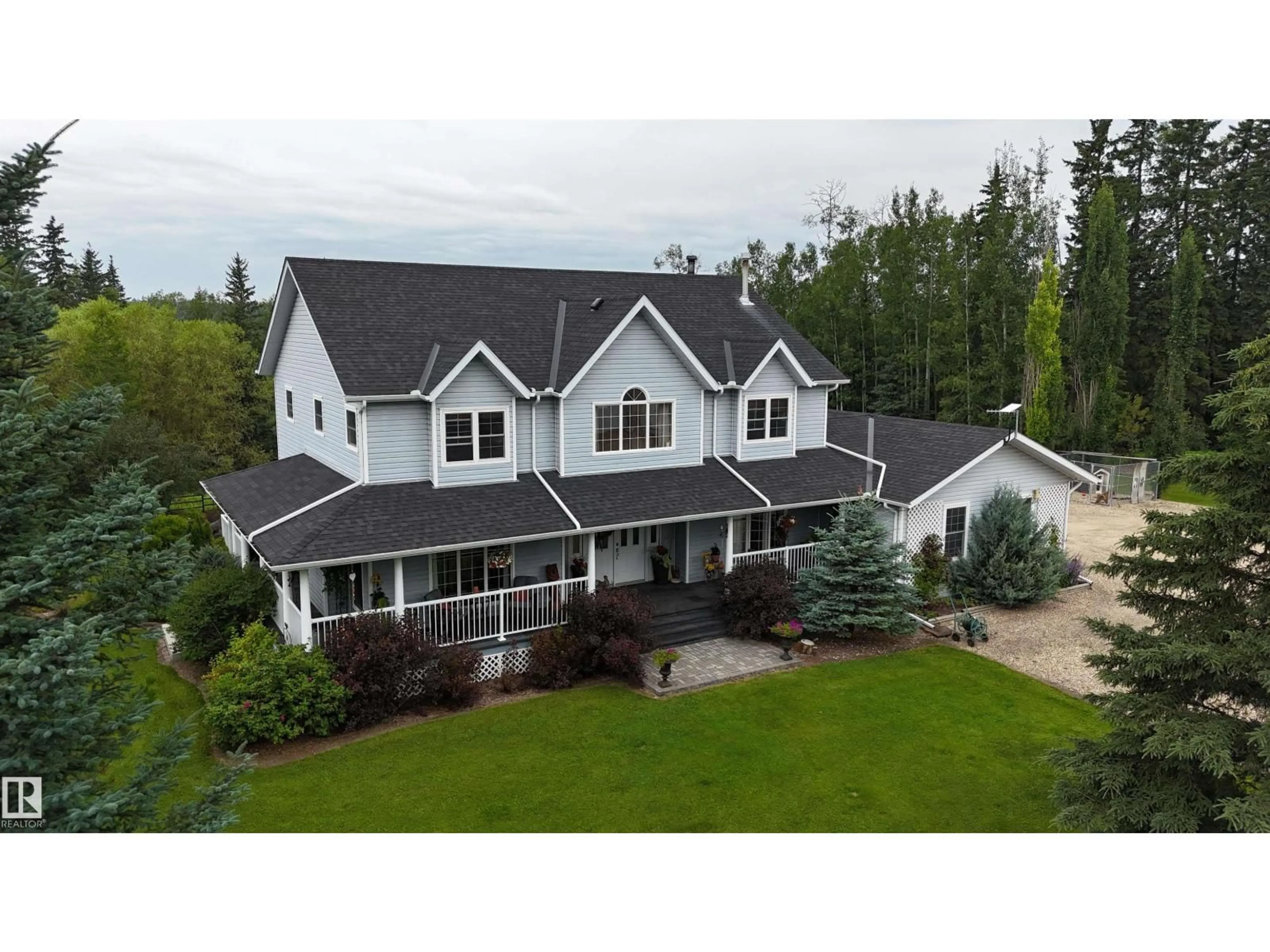 A pic from outside/outdoor area/front of a property/back of a property/a pic from drone, unknown for 80031 TWP RD 471, Rural Clearwater County Alberta T0C0A0