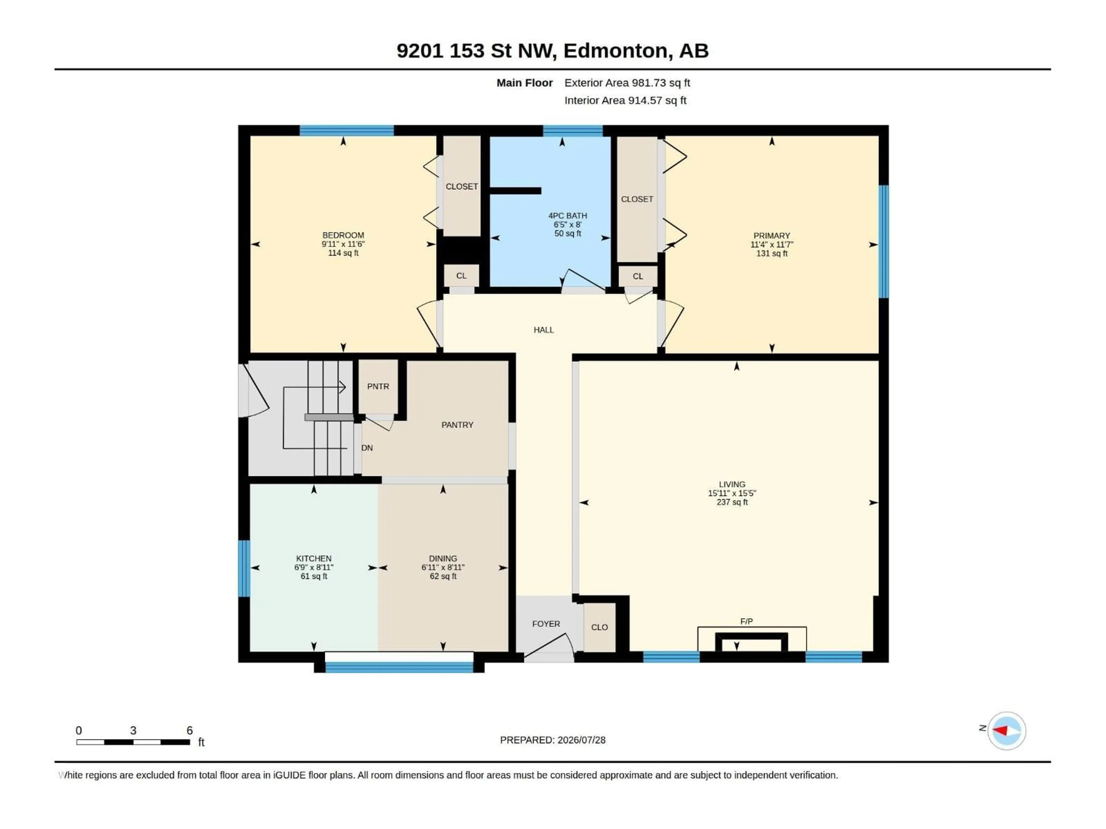 Floor plan for 9201 153 ST, Edmonton Alberta T5R1P7