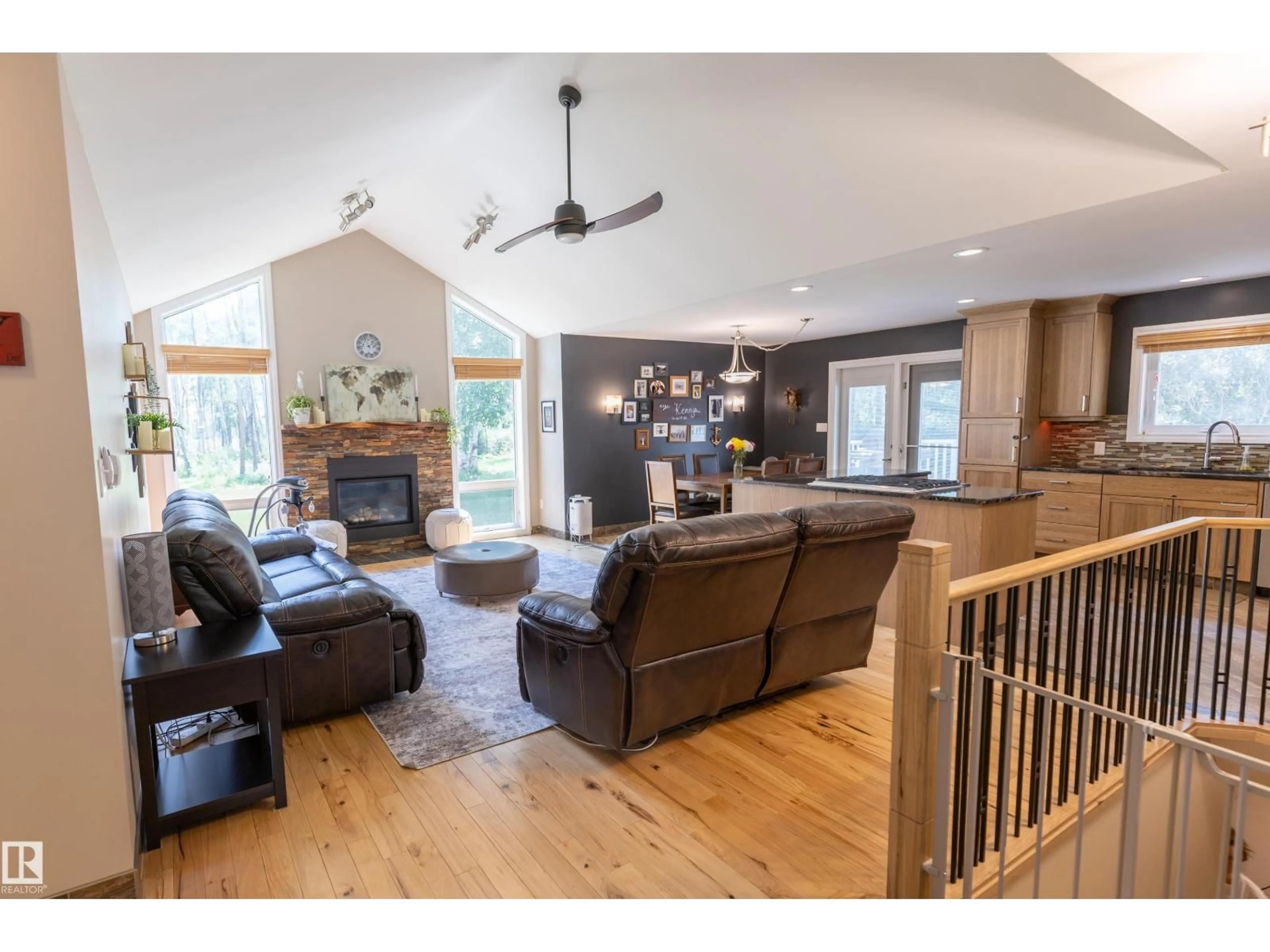 Open concept kitchen, wood/laminate floor for 53051 - 25 RGE ROAD 211, Rural Strathcona County Alberta T8G2C6