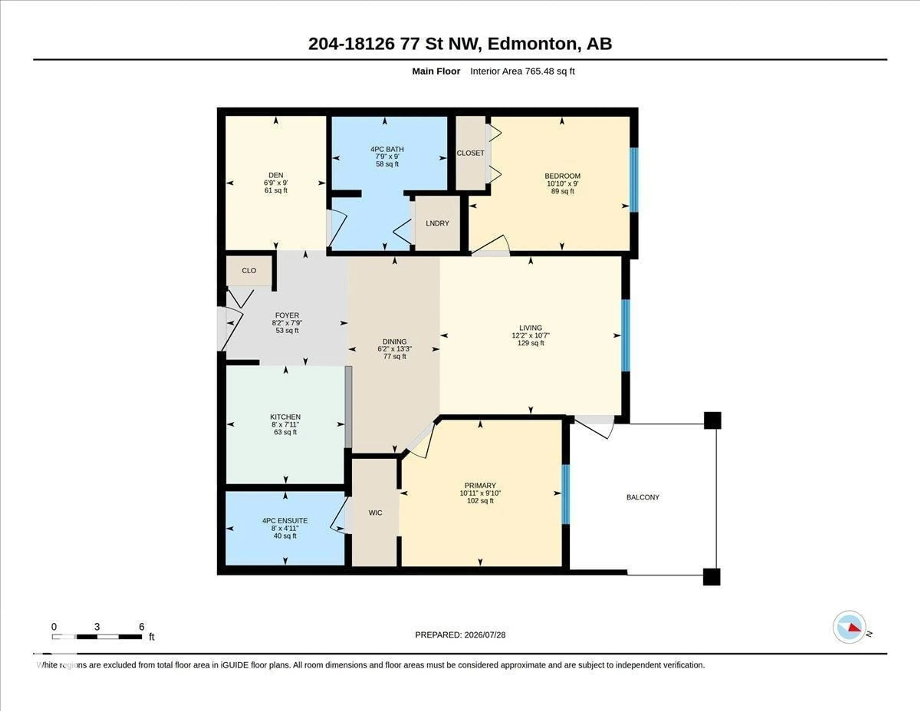 Floor plan for #204 - 18126 77 ST, Edmonton Alberta T5Z0N7