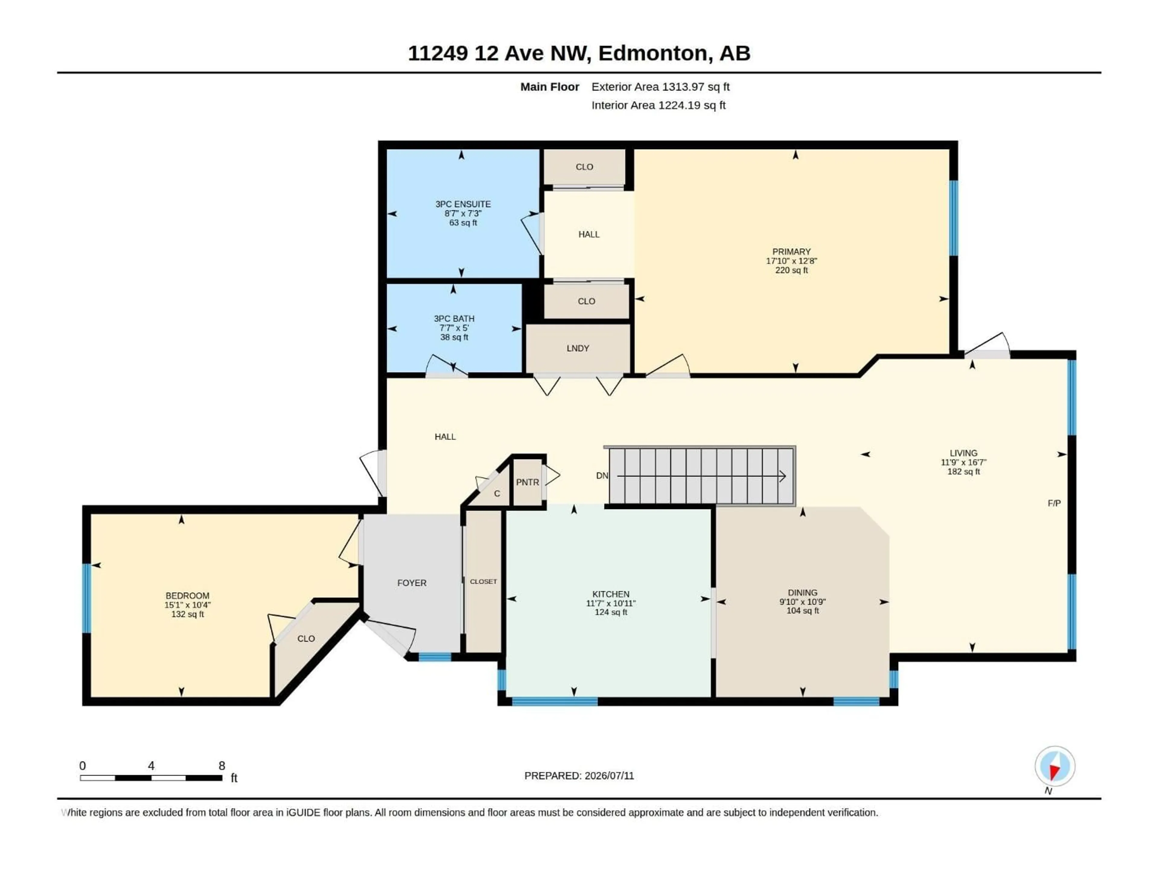 Floor plan for 10 11249 12 AV, Edmonton Alberta T6J6V6