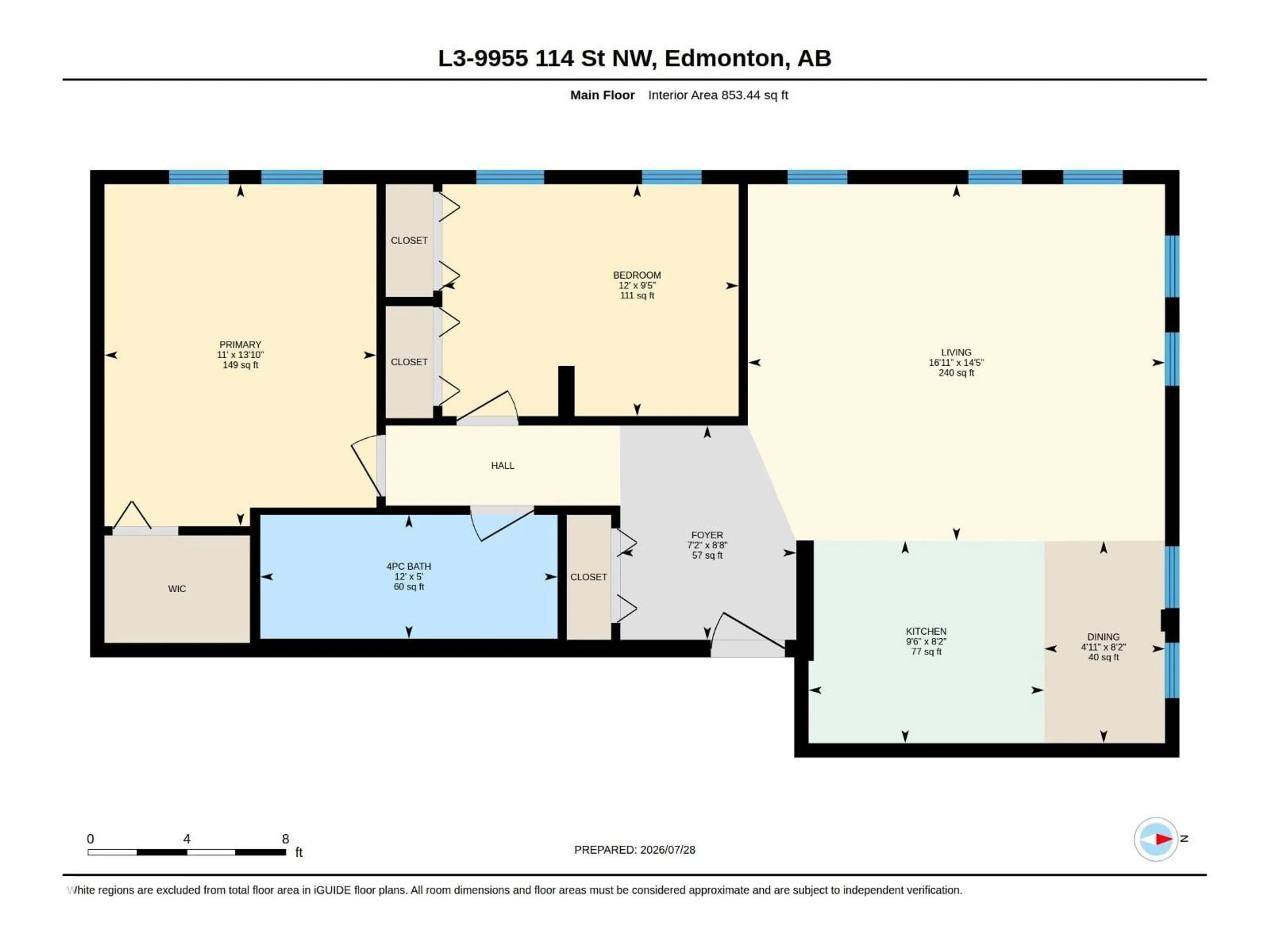 Floor plan for #3 - 9955 114 ST, Edmonton Alberta T5K1P7