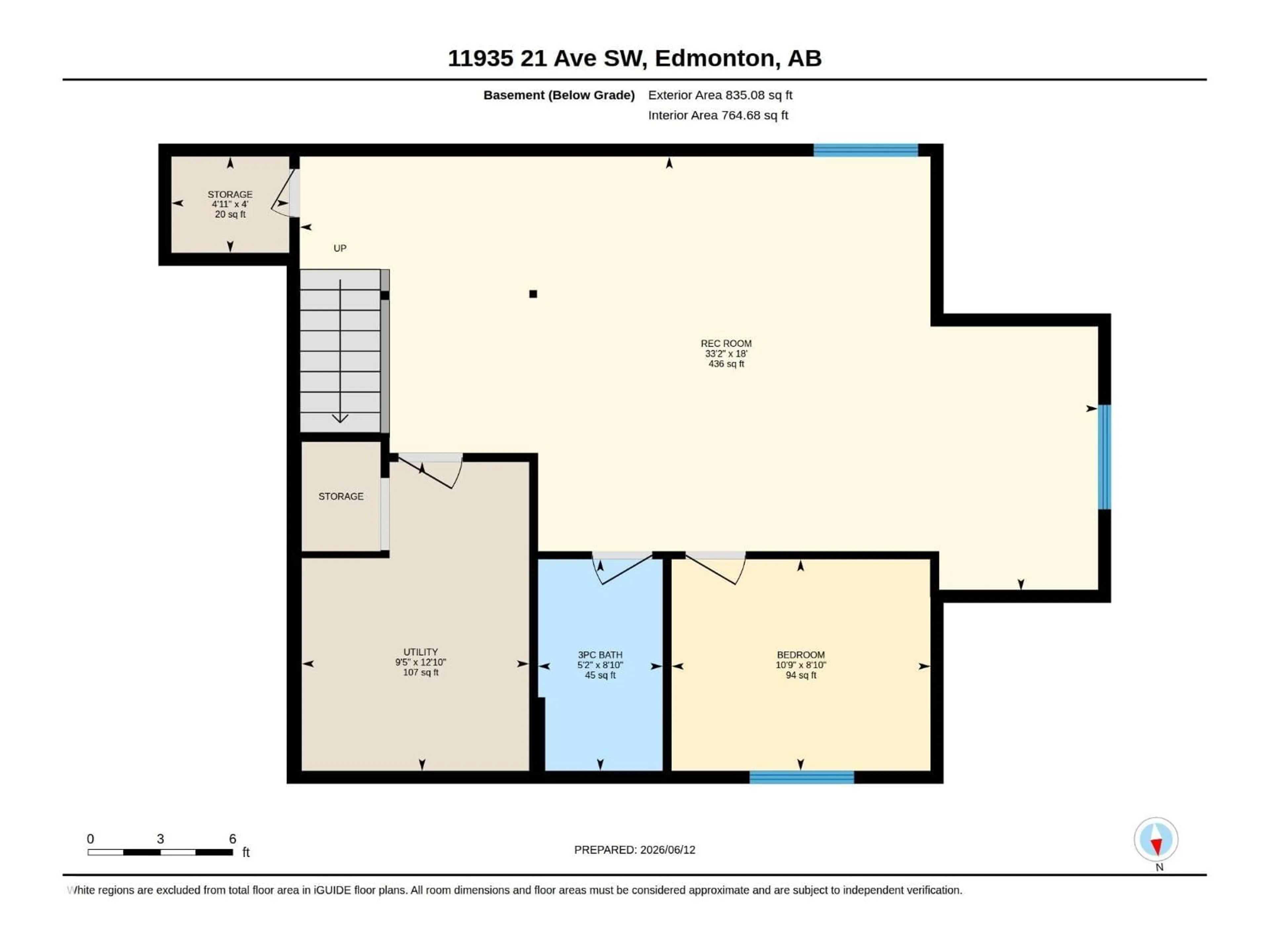 Floor plan for SW - 11935 21 AV, Edmonton Alberta T6W0C8