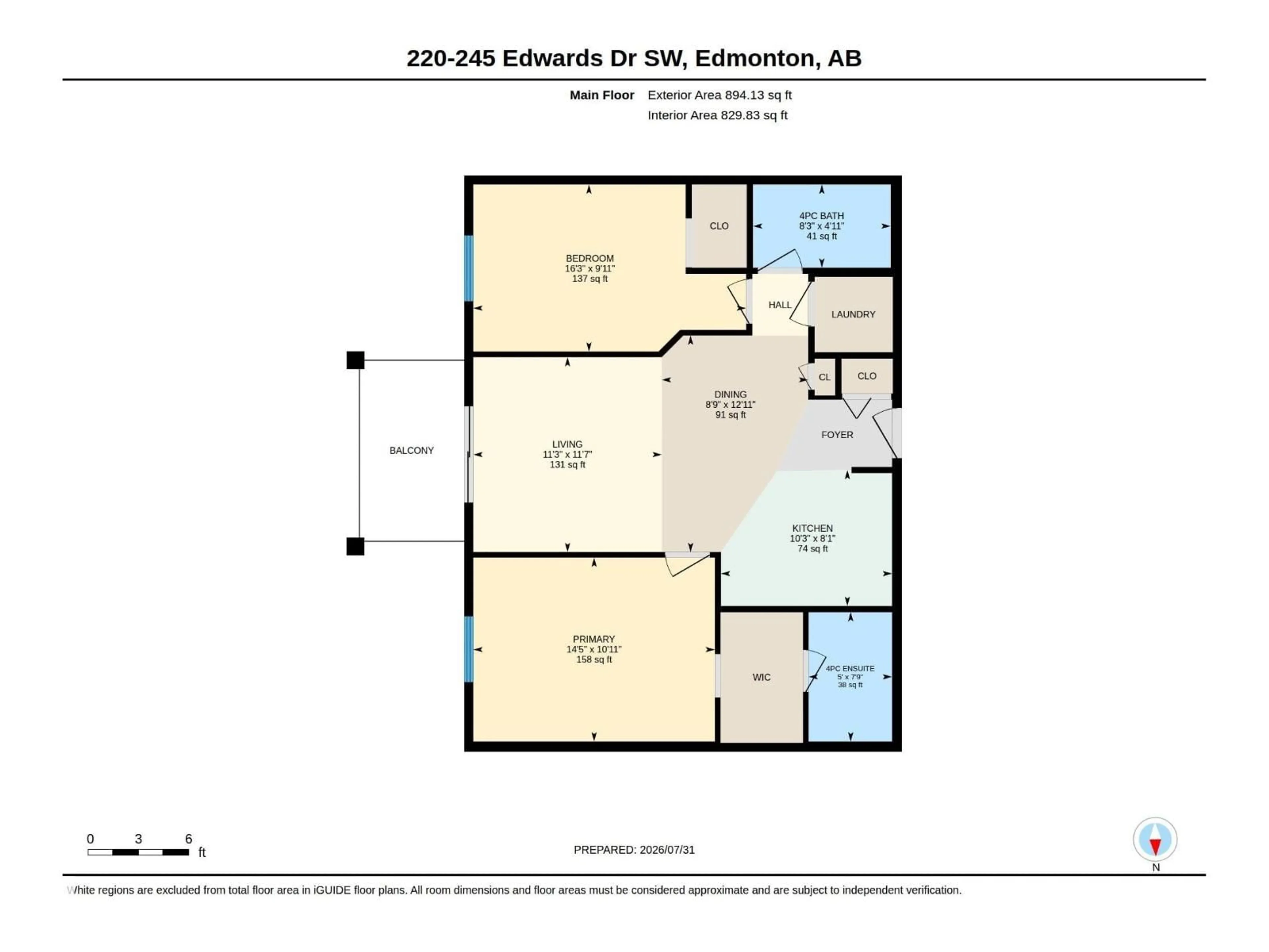 Floor plan for 220 - 245 EDWARDS DR, Edmonton Alberta T6X1J9