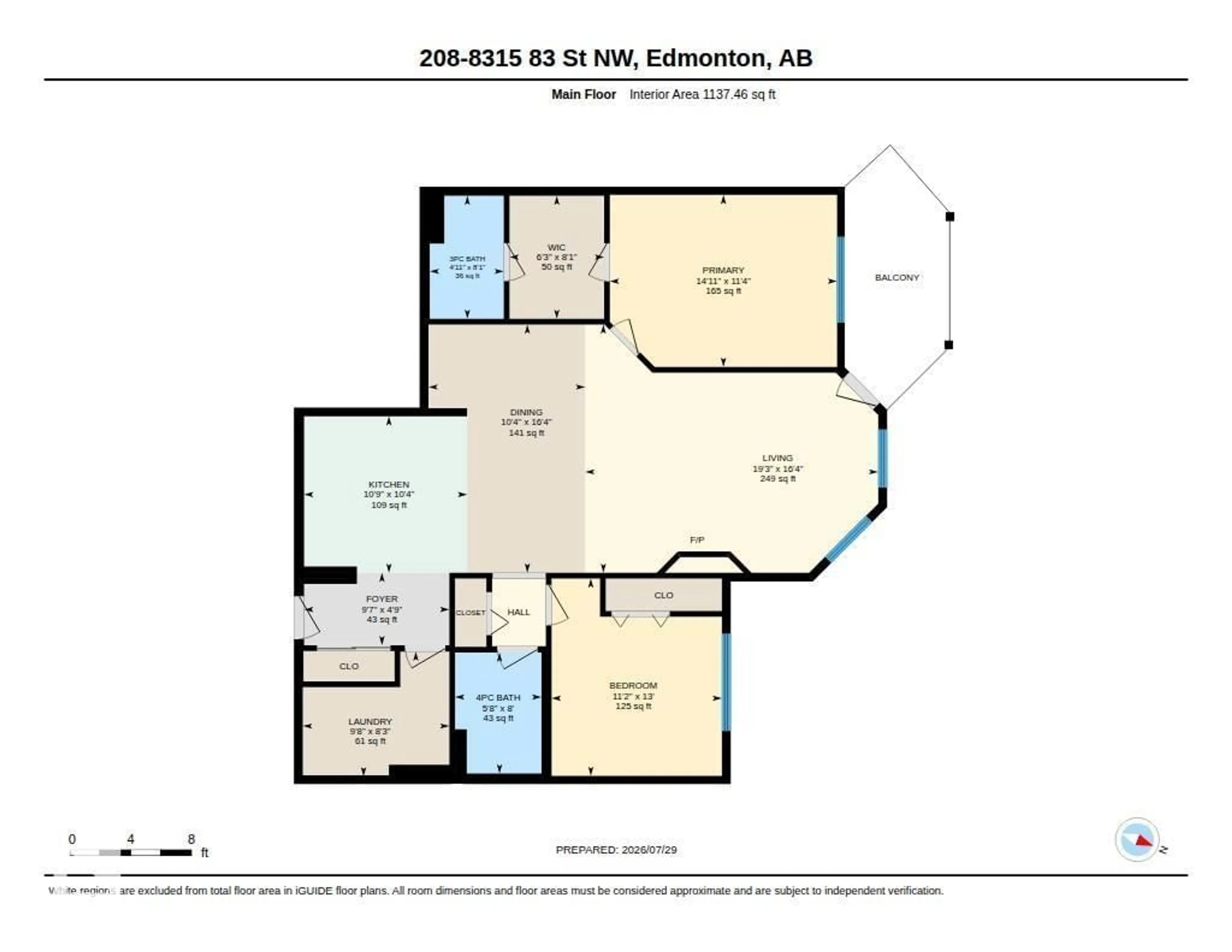 Floor plan for #208 - 8315 83 ST, Edmonton Alberta T6C4R8