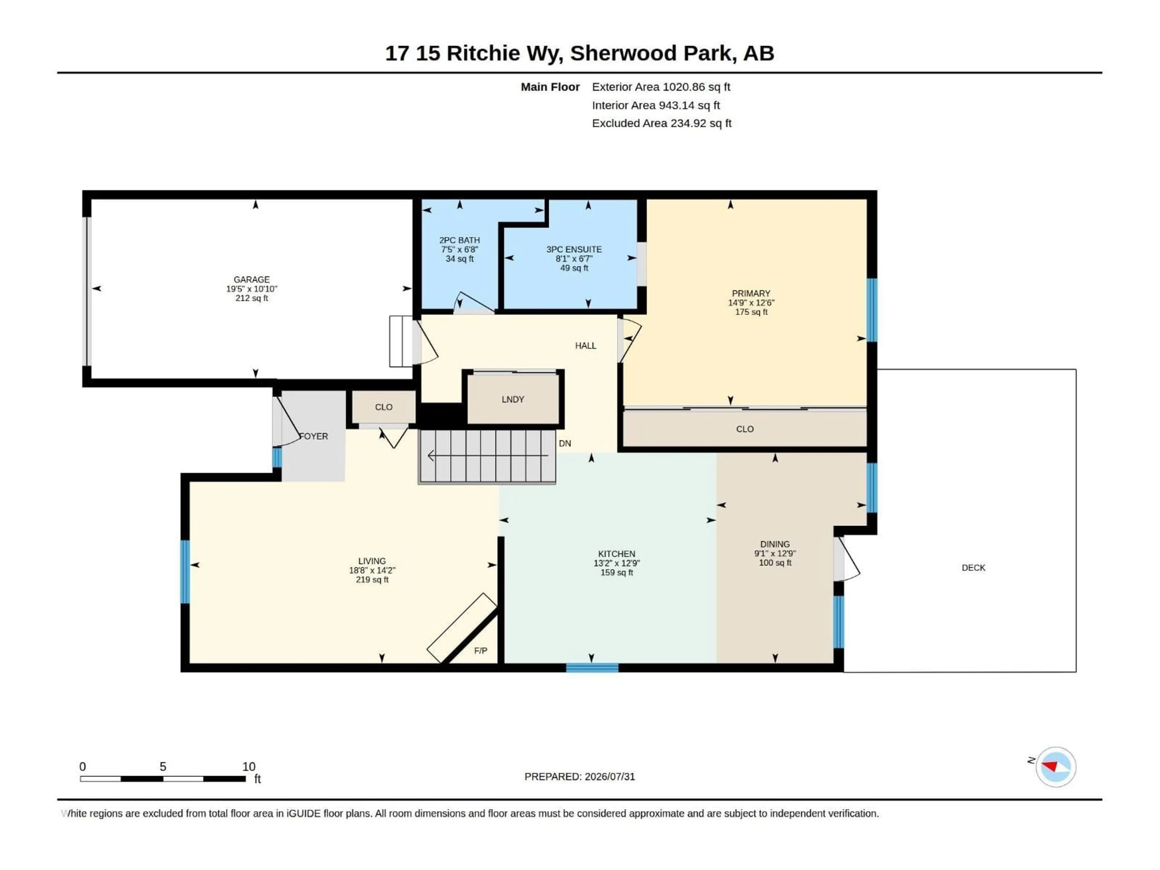 Floor plan for 17 - 15 RITCHIE WY, Sherwood Park Alberta T8A5T3