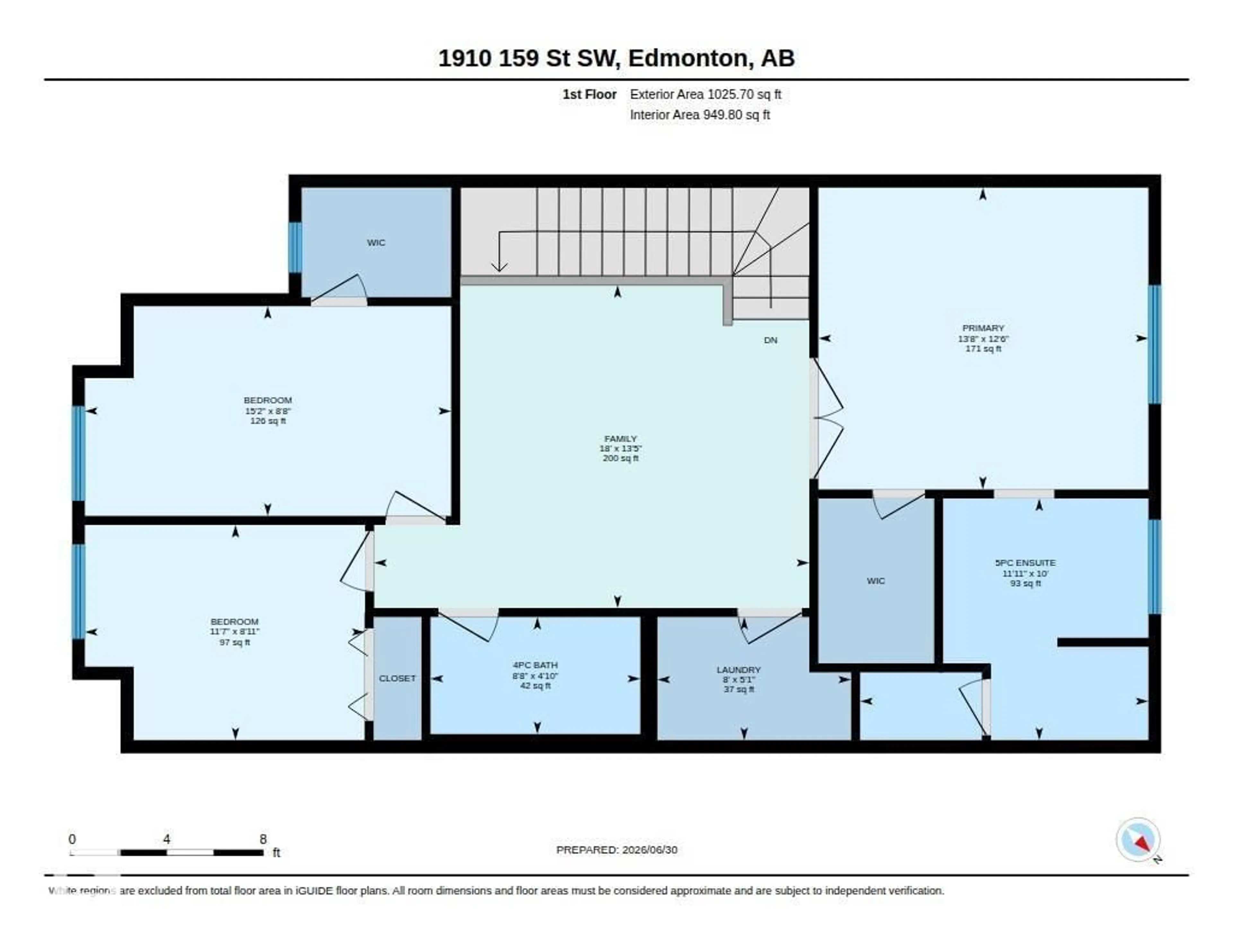 Floor plan for SW - 1910 159 ST, Edmonton Alberta T6W4X7