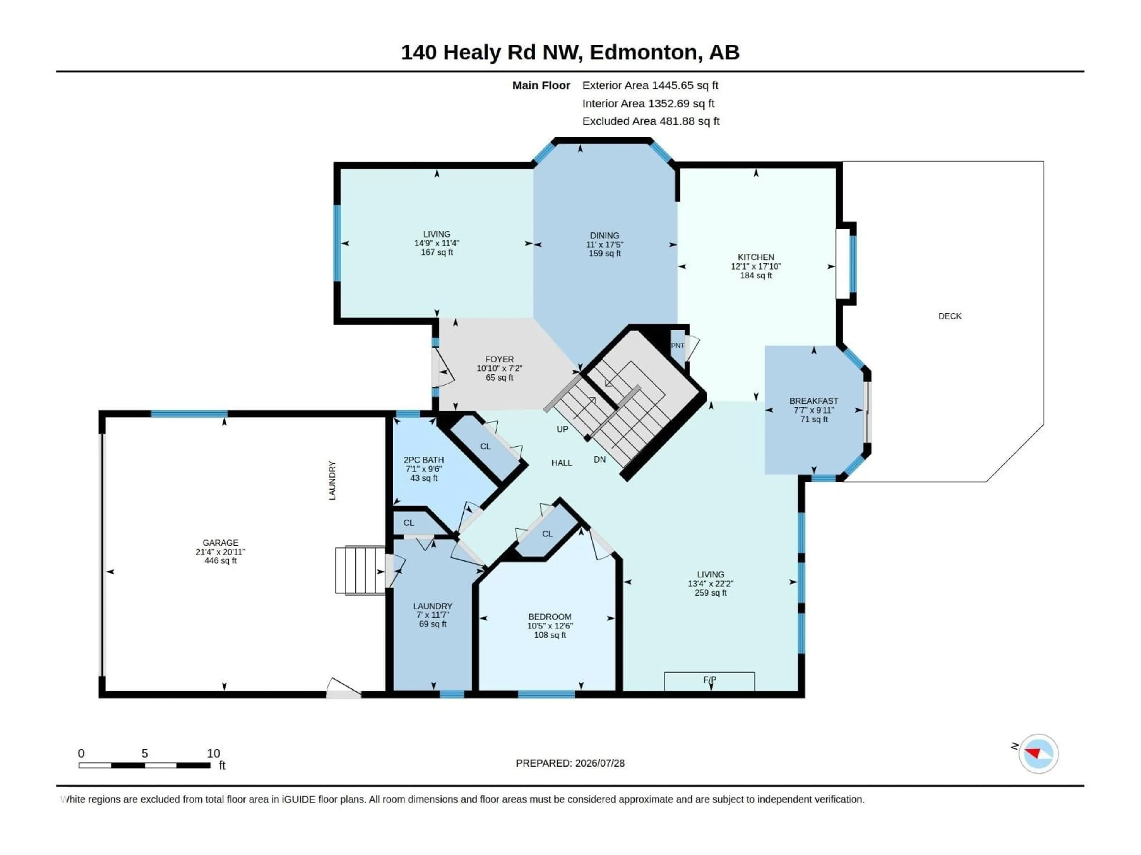 Floor plan for 140 HEALY RD, Edmonton Alberta T6R1V9