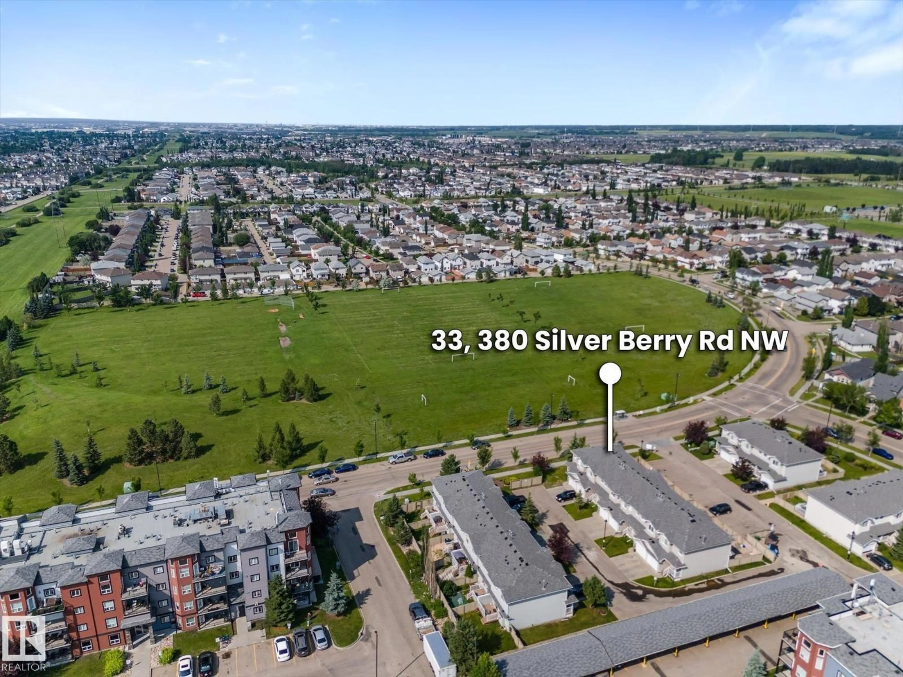 A pic from outside/outdoor area/front of a property/back of a property/a pic from drone, street for 380 - 33 SILVER BERRY RD, Edmonton Alberta T6T0G4