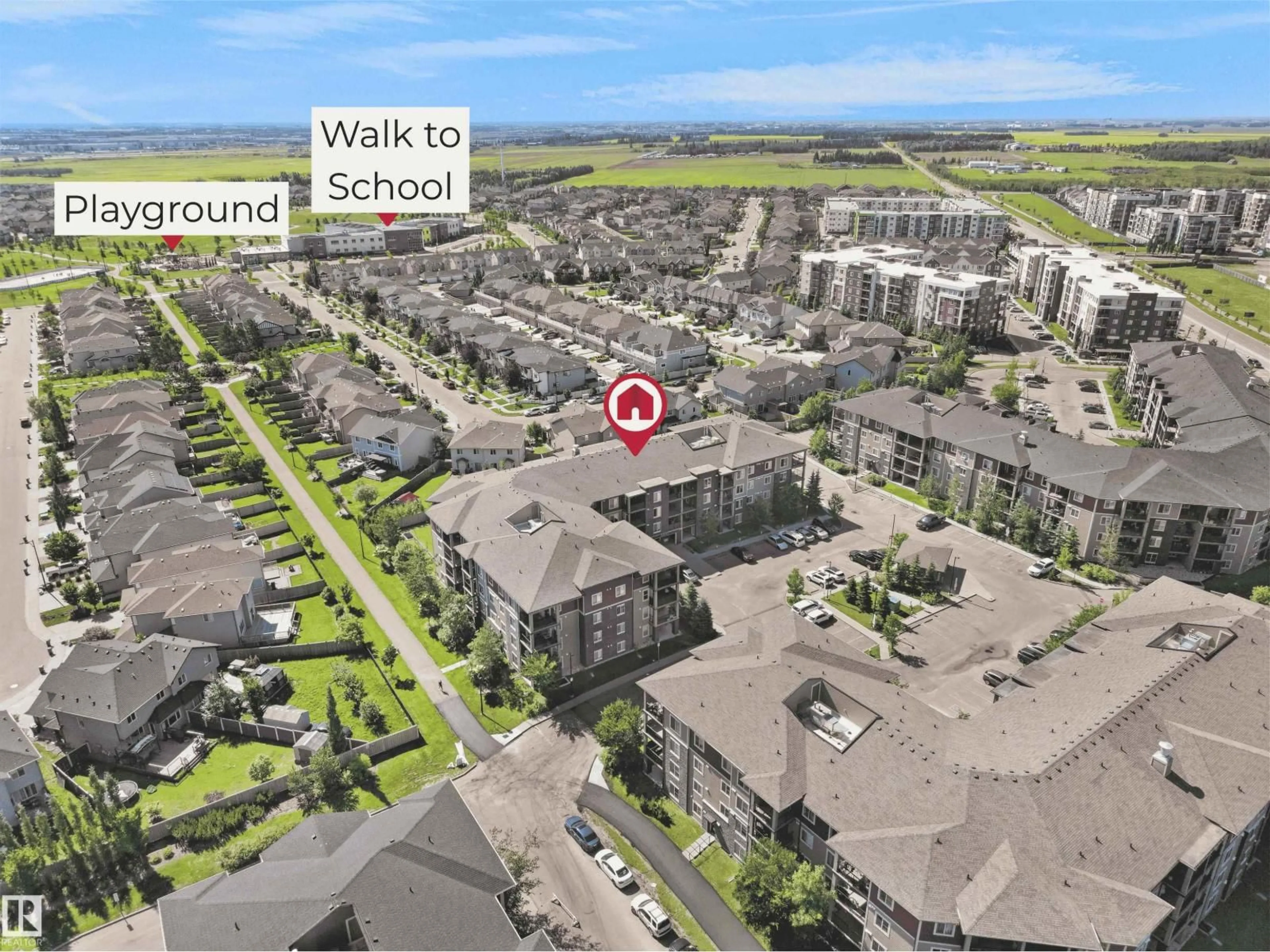 A pic from outside/outdoor area/front of a property/back of a property/a pic from drone, unknown for #109 - 3207 JAMES MOWATT TR, Edmonton Alberta T6W3L6