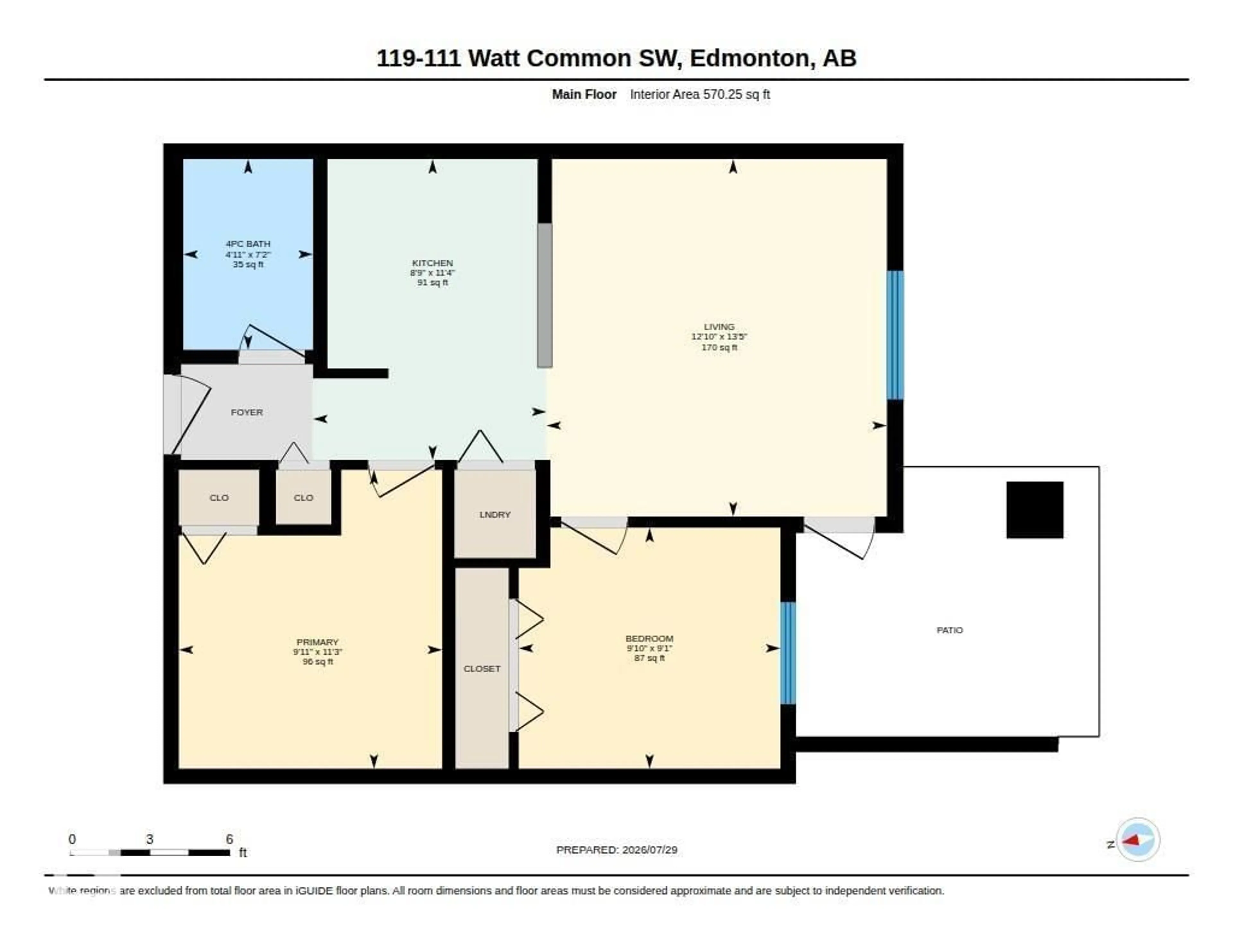 Floor plan for 119 111 WATT CM SW, Edmonton Alberta T6X2C6