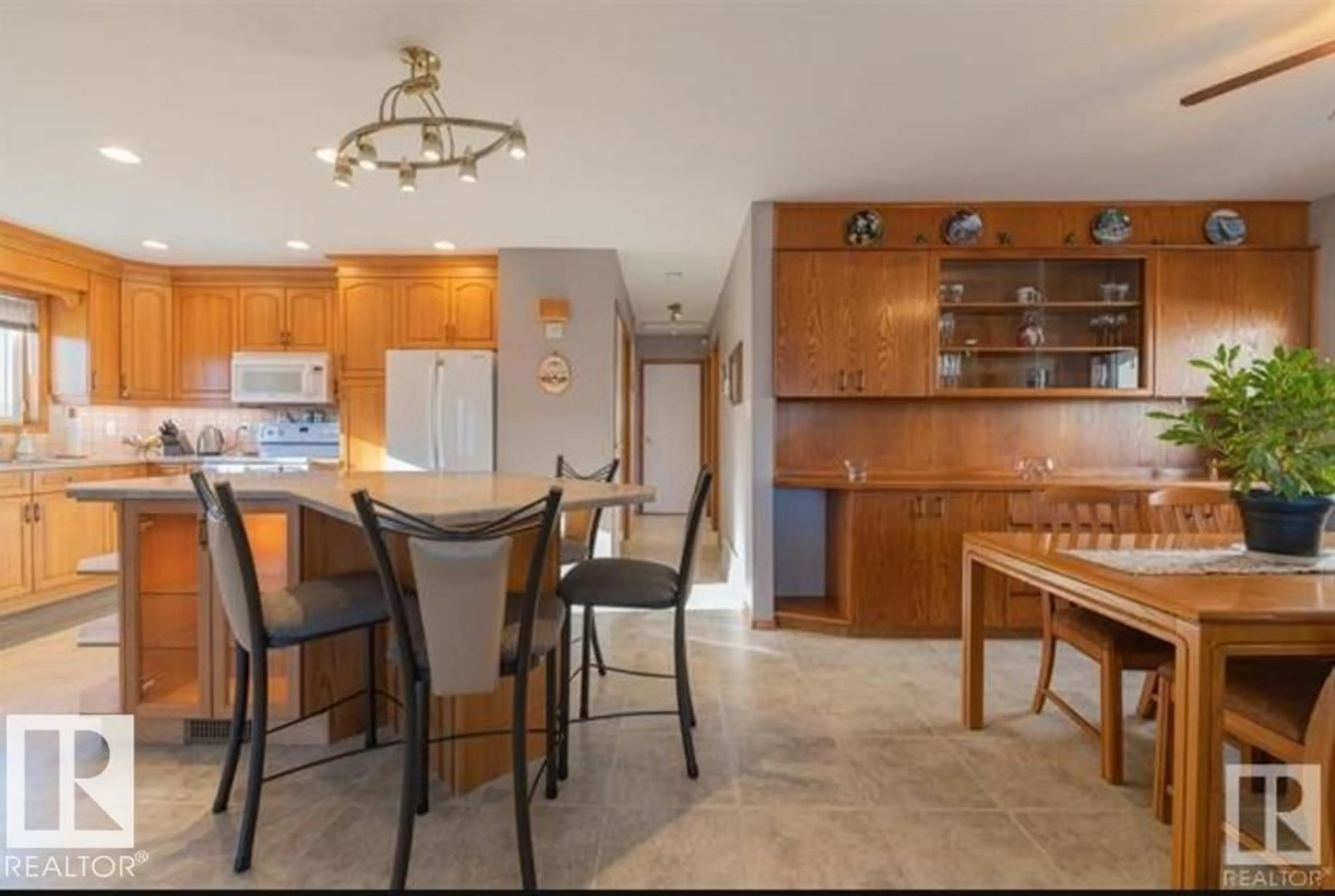 Open concept kitchen, ceramic/tile floor for NW - 1412 63 ST, Edmonton Alberta T6L1X7