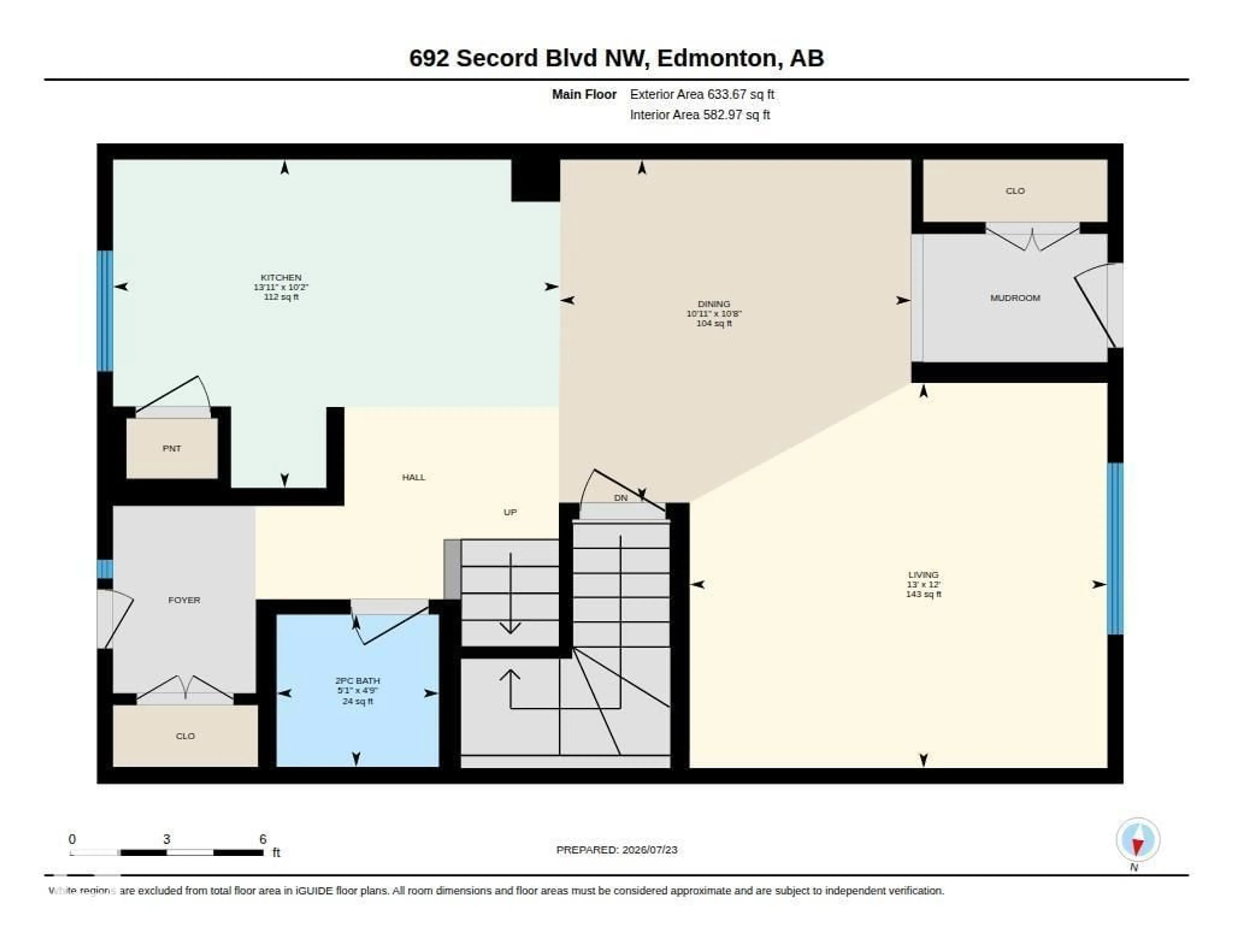 Floor plan for 692 SECORD BV, Edmonton Alberta T5T6Z6