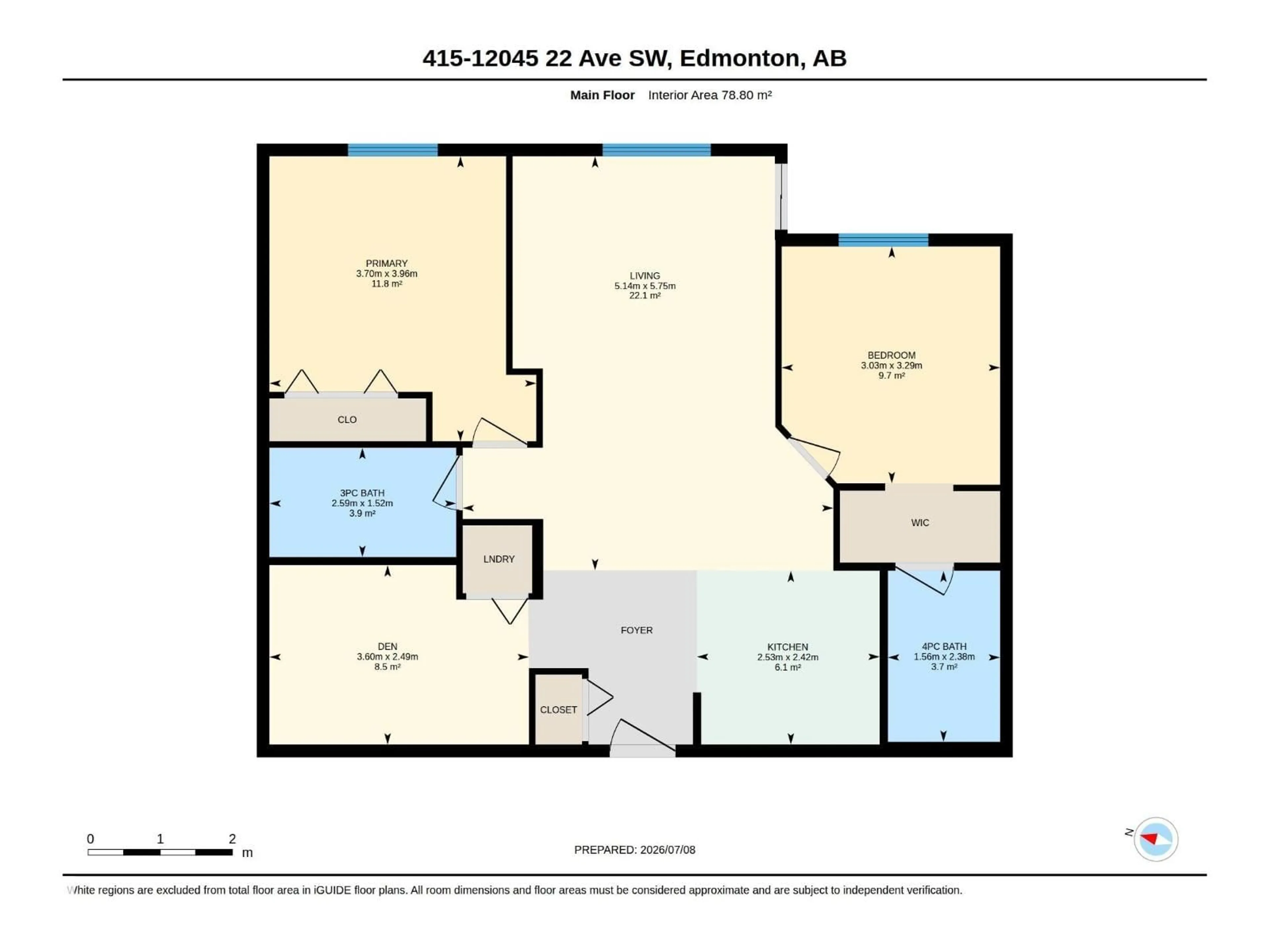 Floor plan for #415 - 12045 22 AV, Edmonton Alberta T6W2Y2