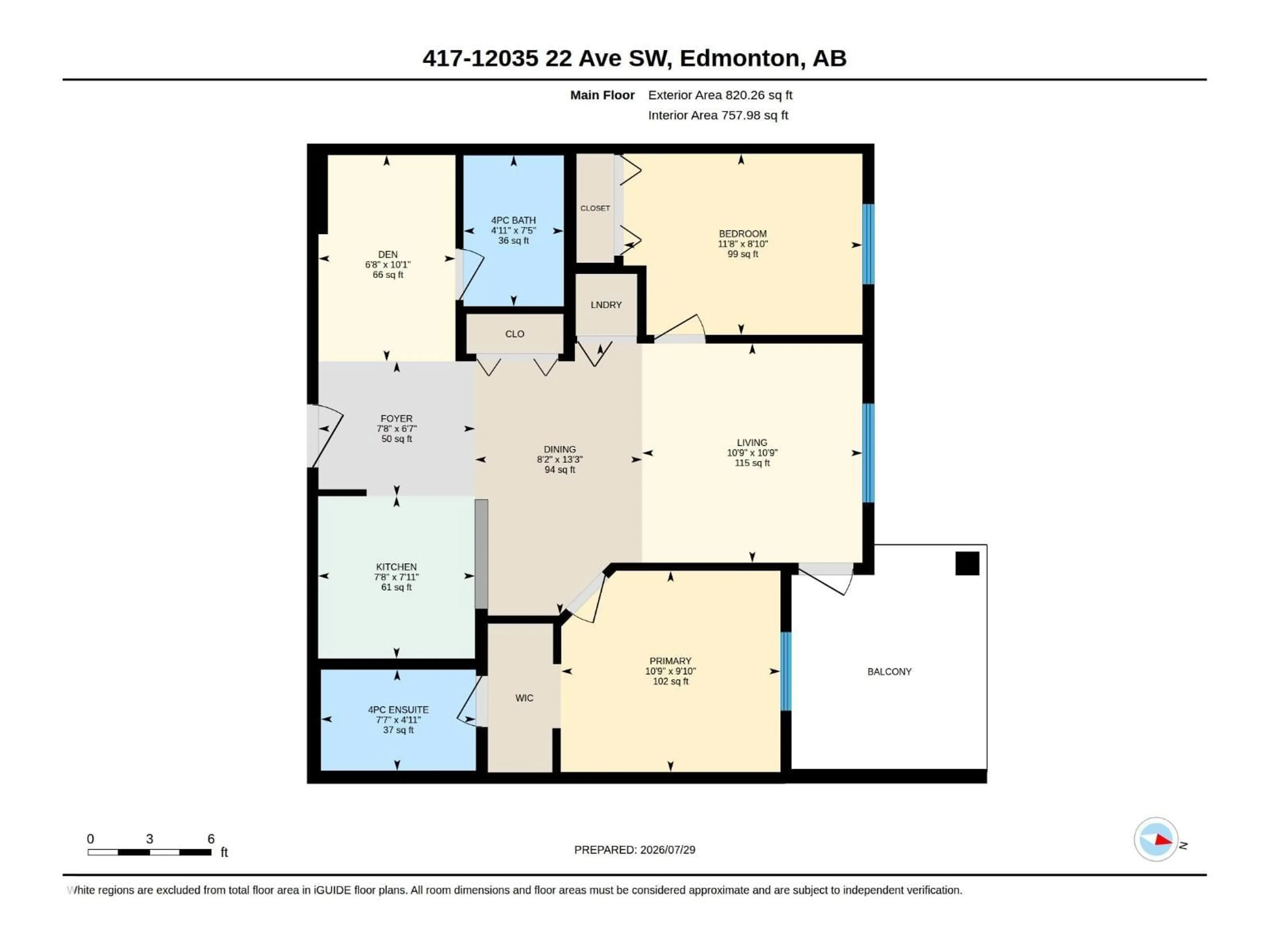 Floor plan for #417 - 12035 22 AV, Edmonton Alberta T6W2X9