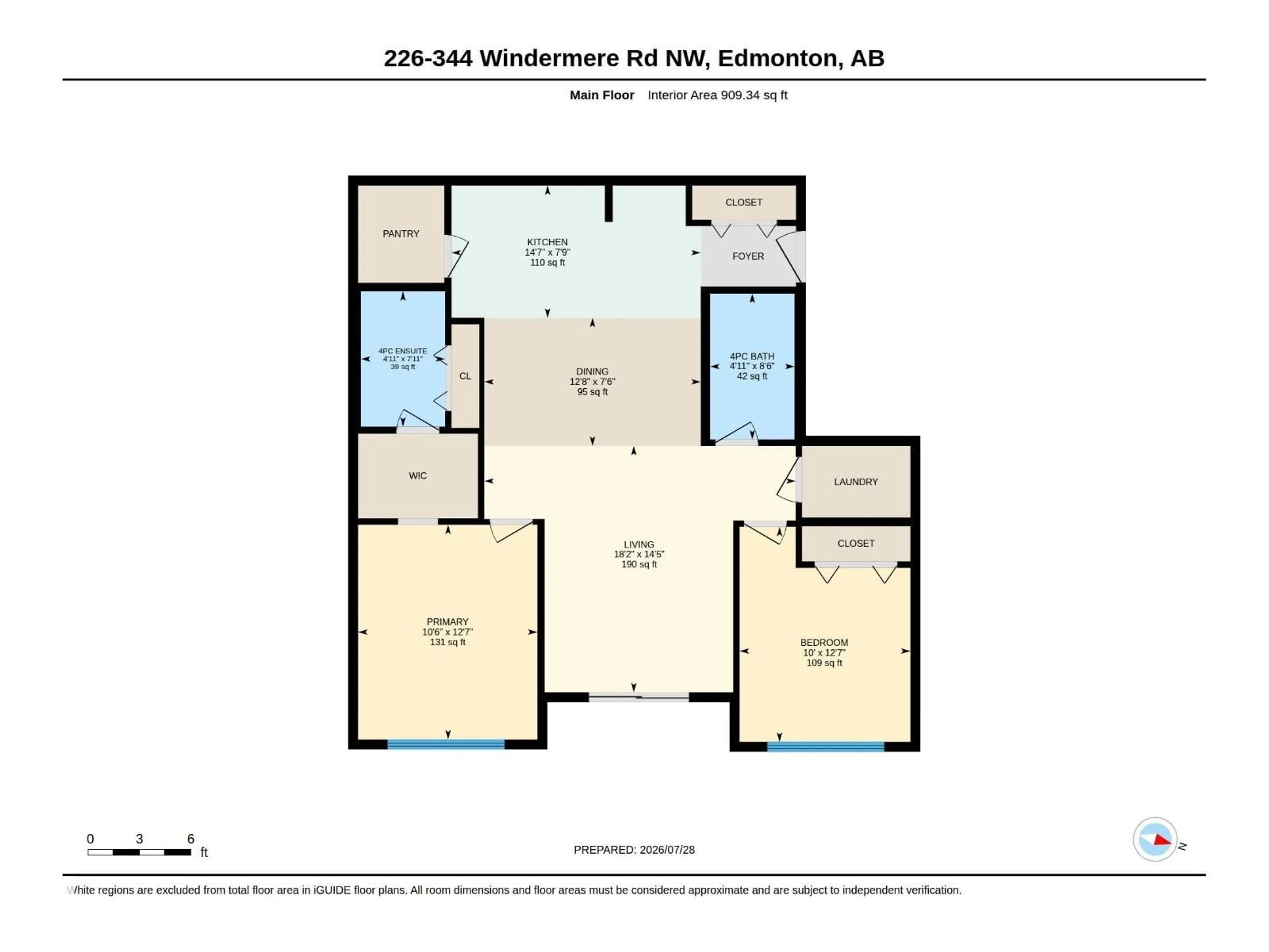 Floor plan for 344 - 226 WINDERMERE RD, Edmonton Alberta T6W2P2