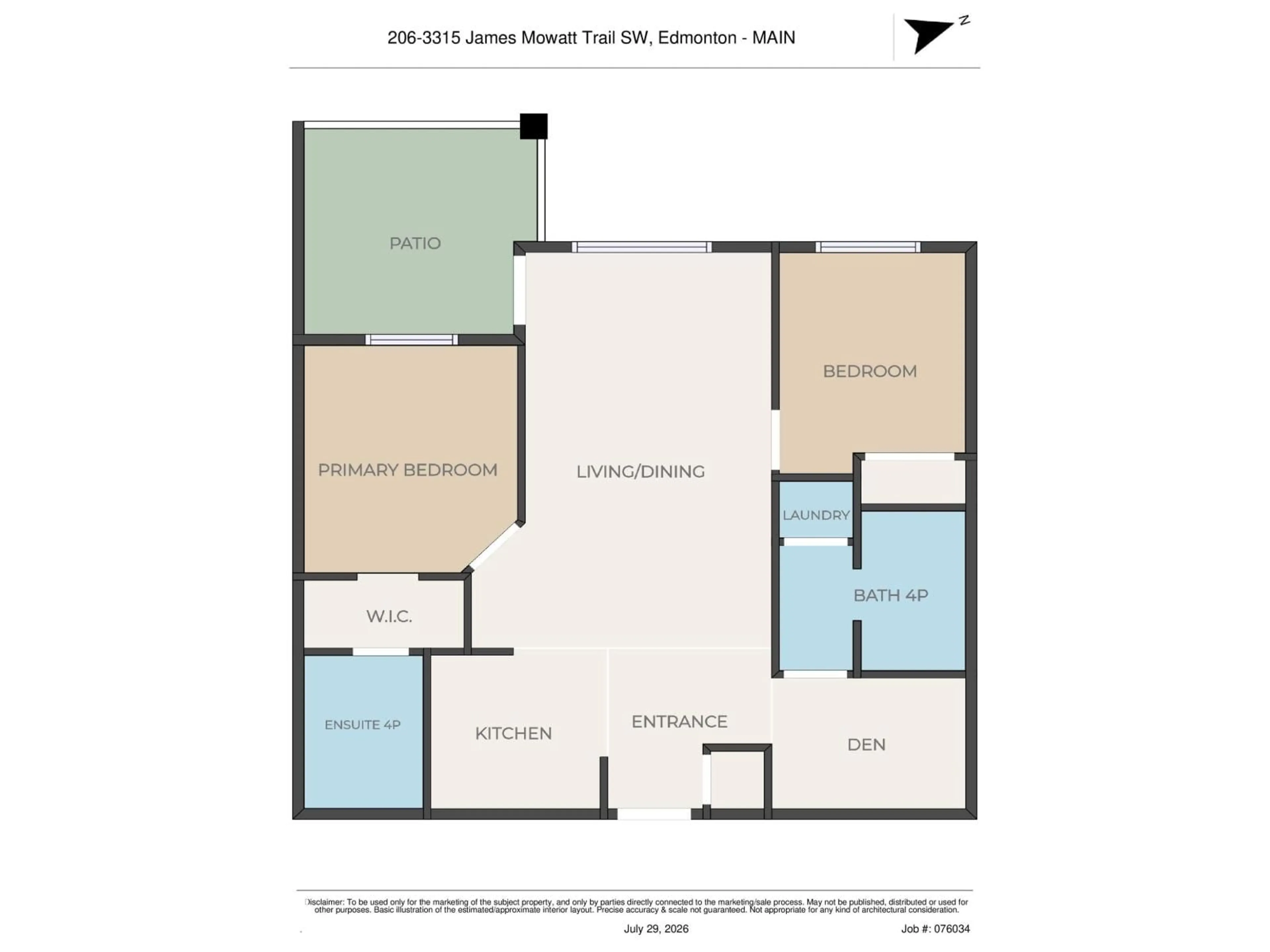Floor plan for #206 - 3315 JAMES MOWATT TR, Edmonton Alberta T6W3L6