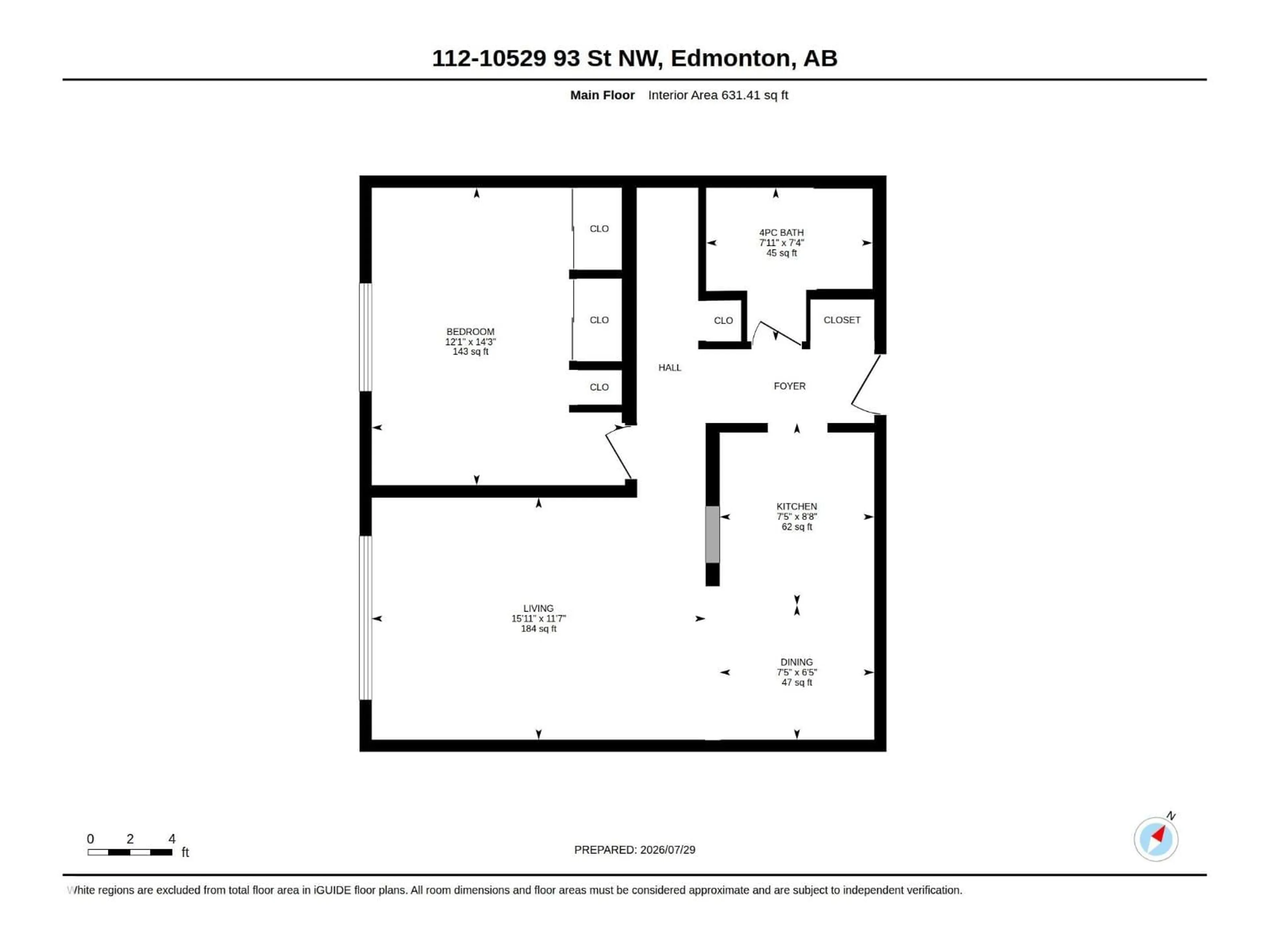 Floor plan for #112 - 10529 93 ST, Edmonton Alberta T5H1X6