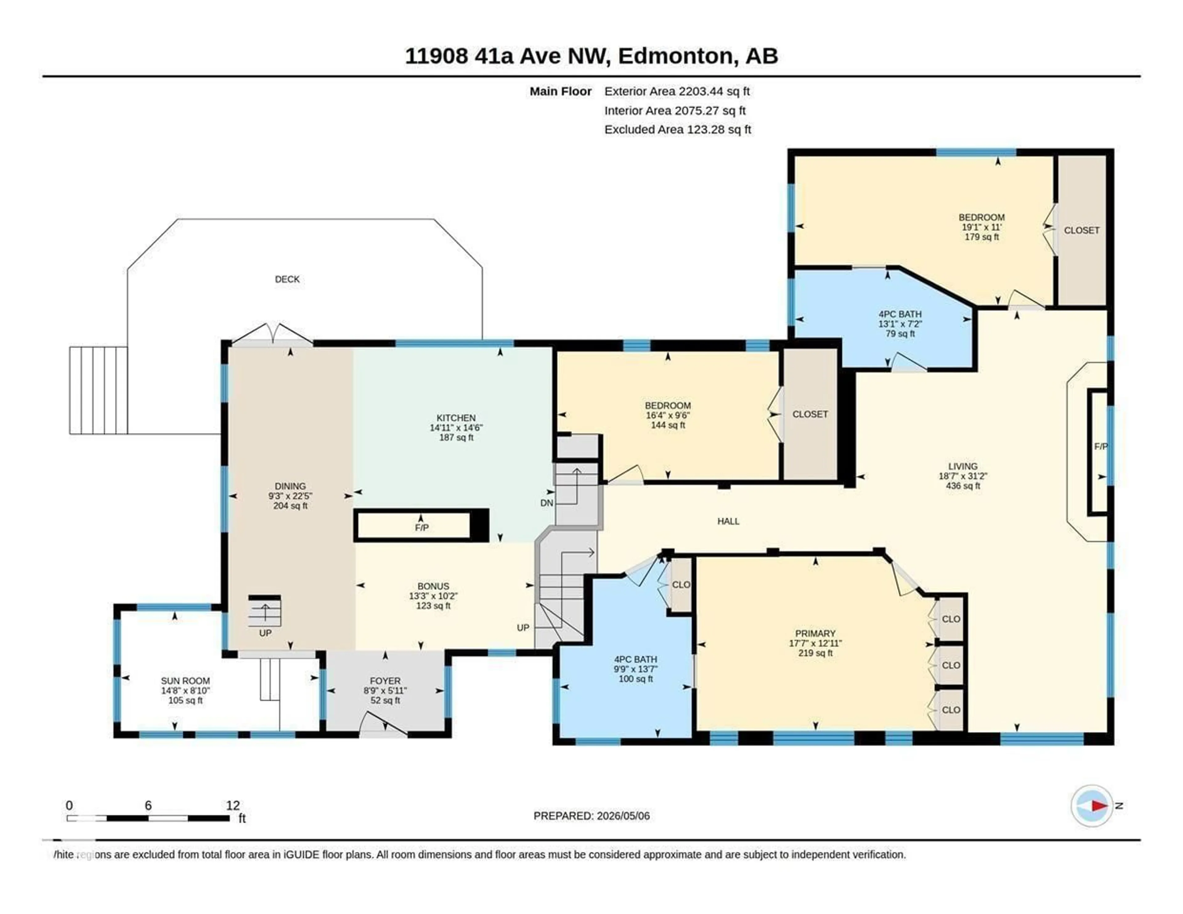 Floor plan for 11908 41A AV, Edmonton Alberta T6J0V9