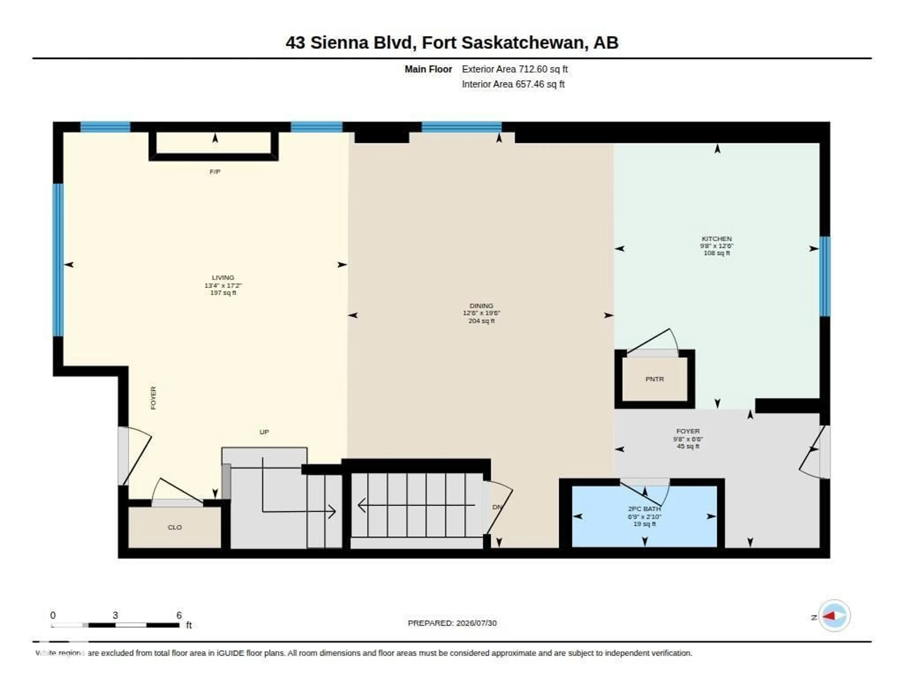Floor plan for 43 SIENNA BV, Fort Saskatchewan Alberta T8L0W3