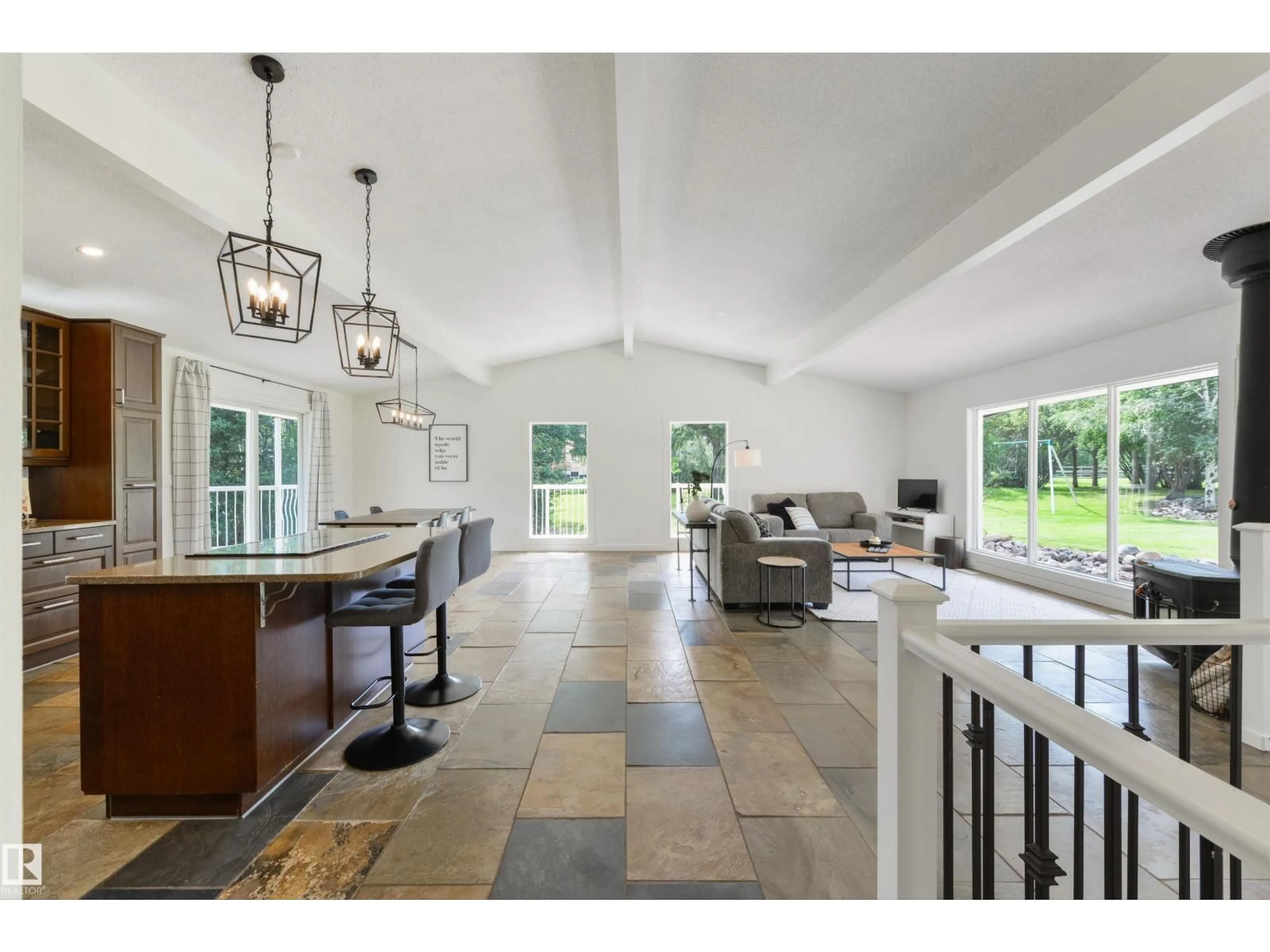 Open concept kitchen, ceramic/tile floor for 22 54108 RGE ROAD 280, Rural Parkland County Alberta T7X3V3