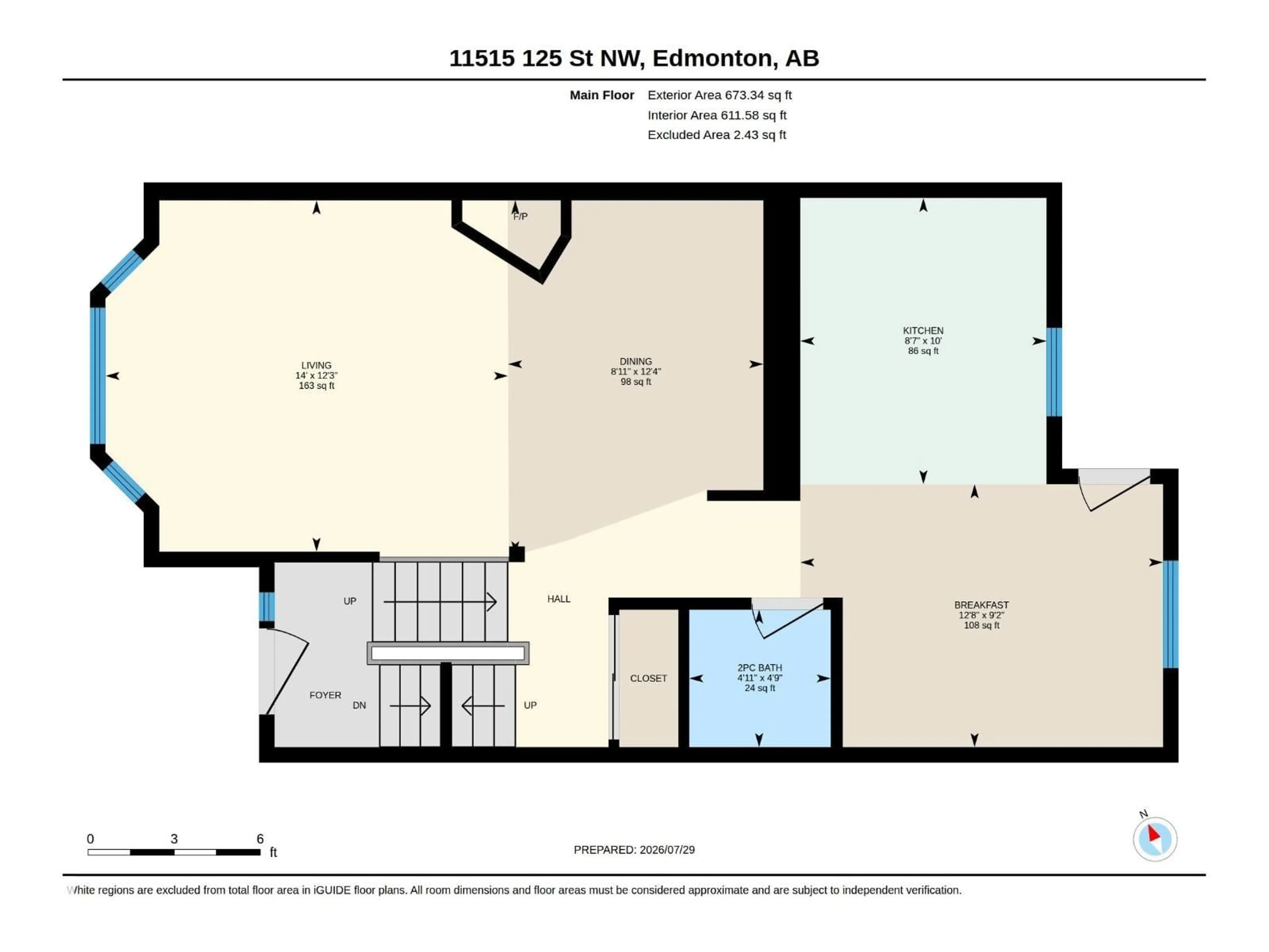Floor plan for NW - 11515 125 ST, Edmonton Alberta T5M4C3