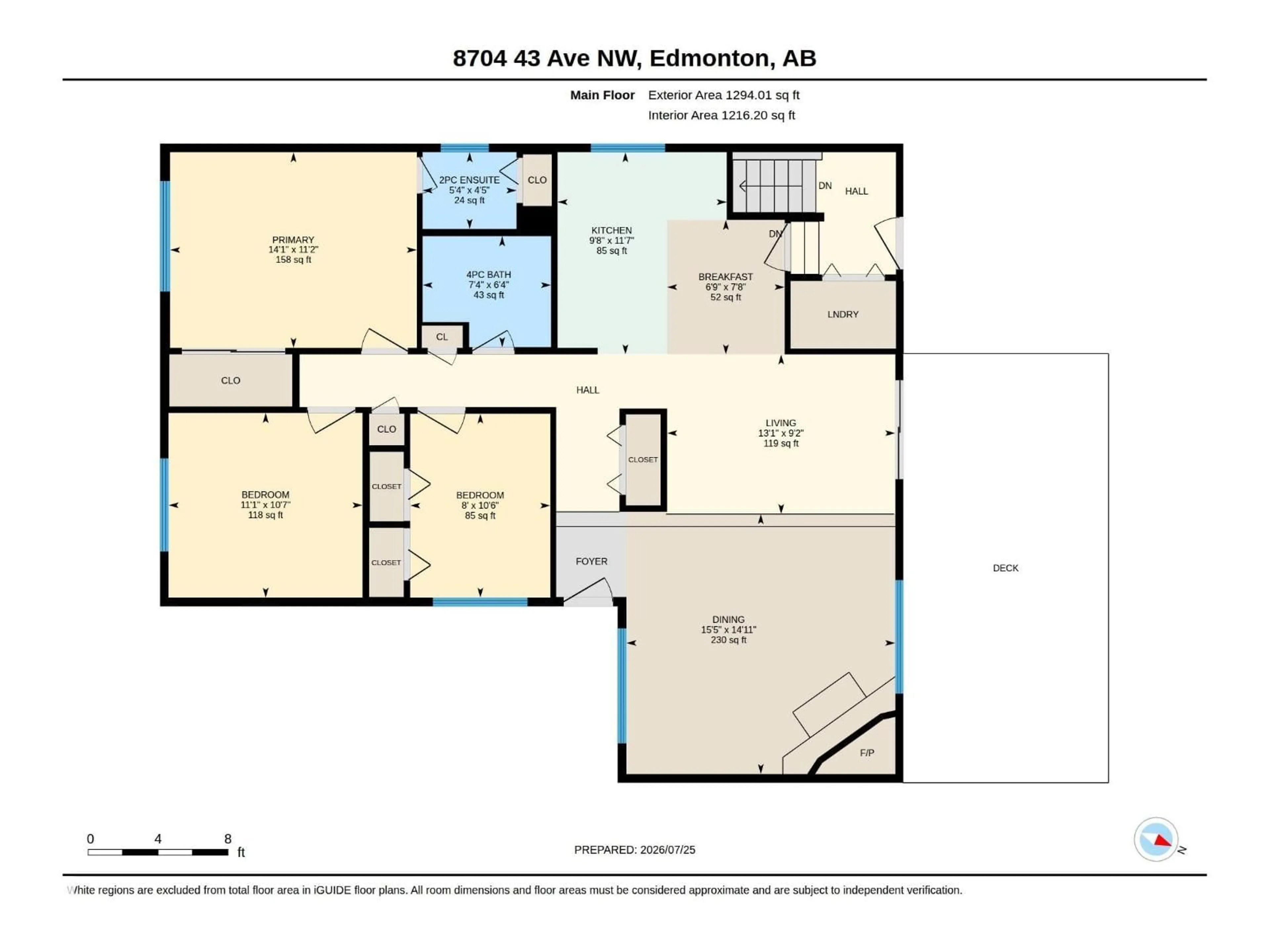 Floor plan for 8704 43 AV, Edmonton Alberta T6K1A7