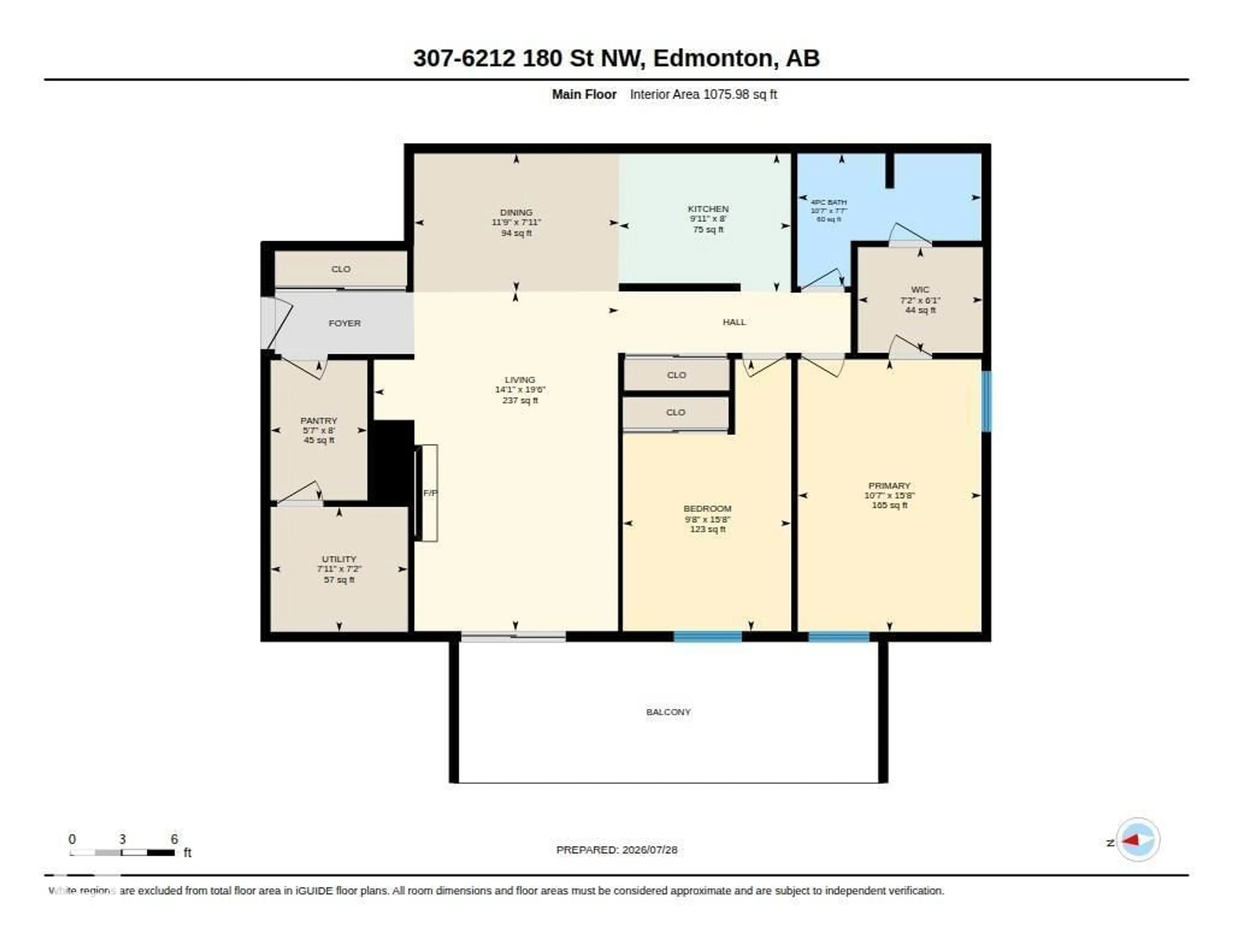 Floor plan for #307 - 6212 180 ST, Edmonton Alberta T5T2T2
