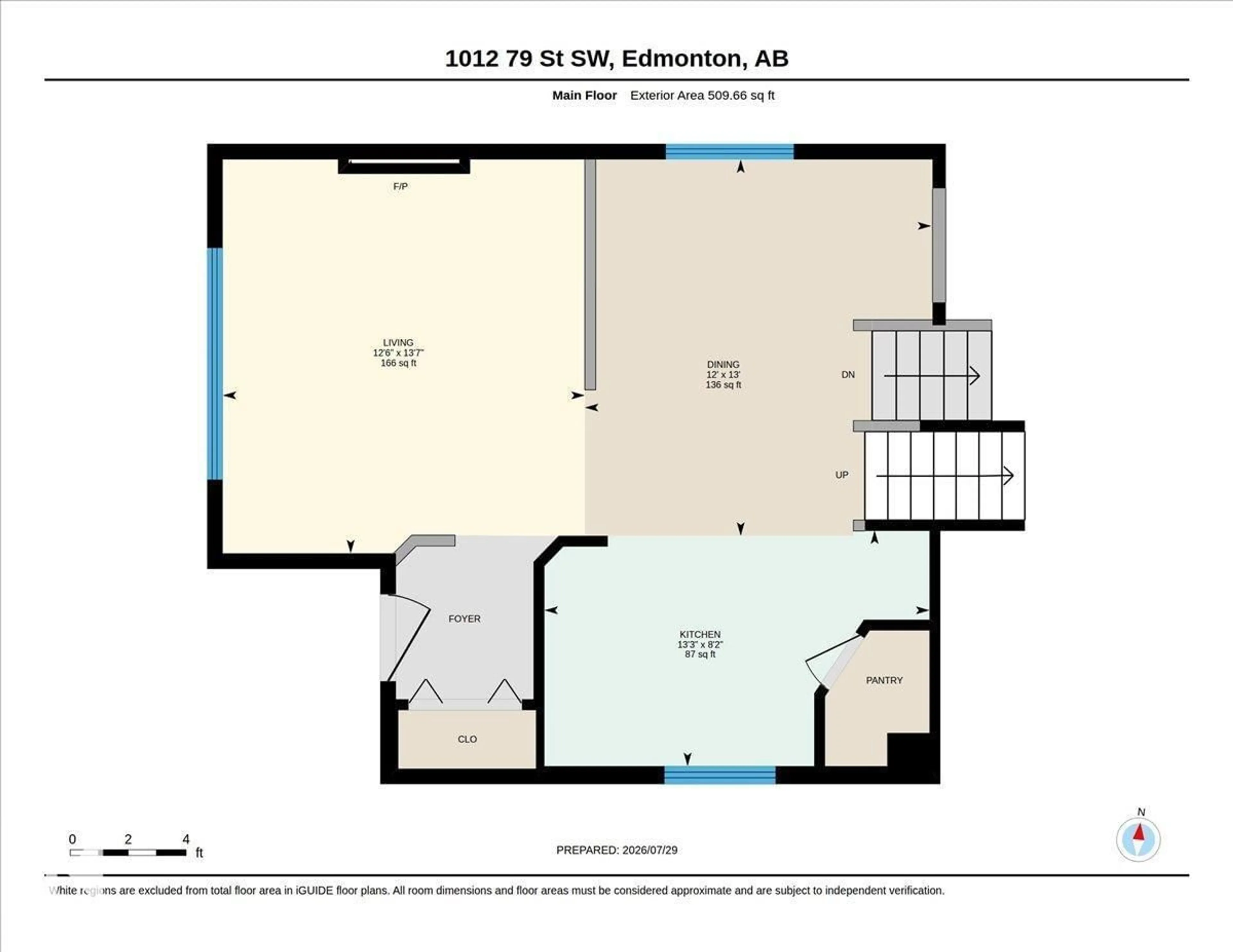 Floor plan for 1012 79 ST, Edmonton Alberta T6X1E7