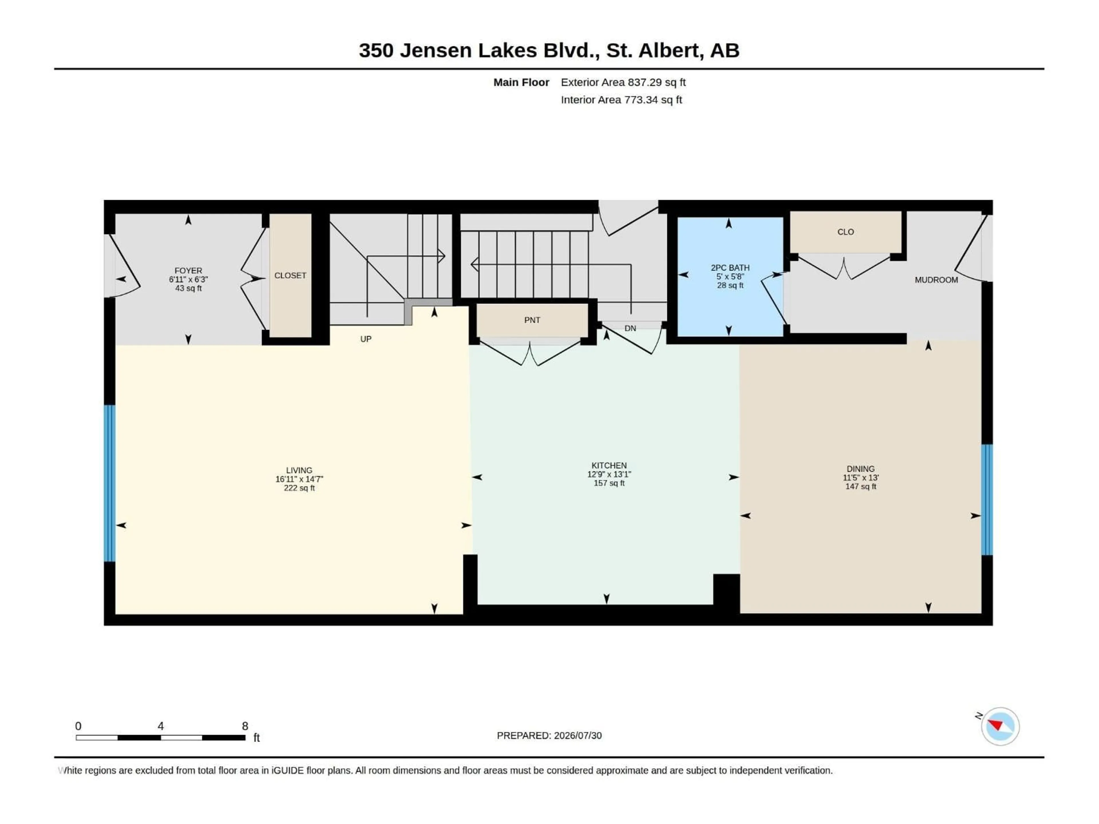 Floor plan for 350 JENSEN LAKES BV, St. Albert Alberta T8N7Y5