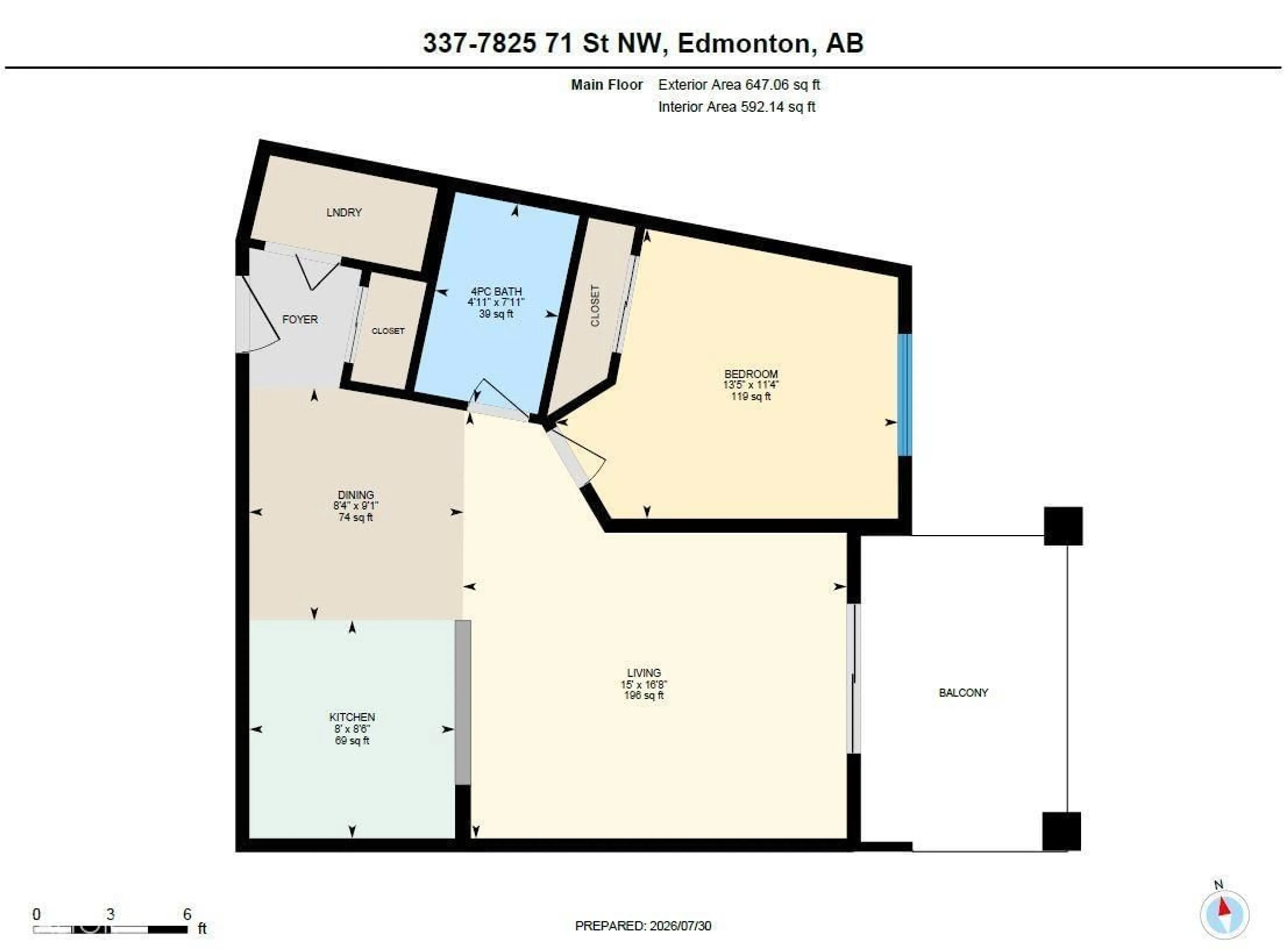 Floor plan for 337 7825 71 ST NW, Edmonton Alberta T6B3R9