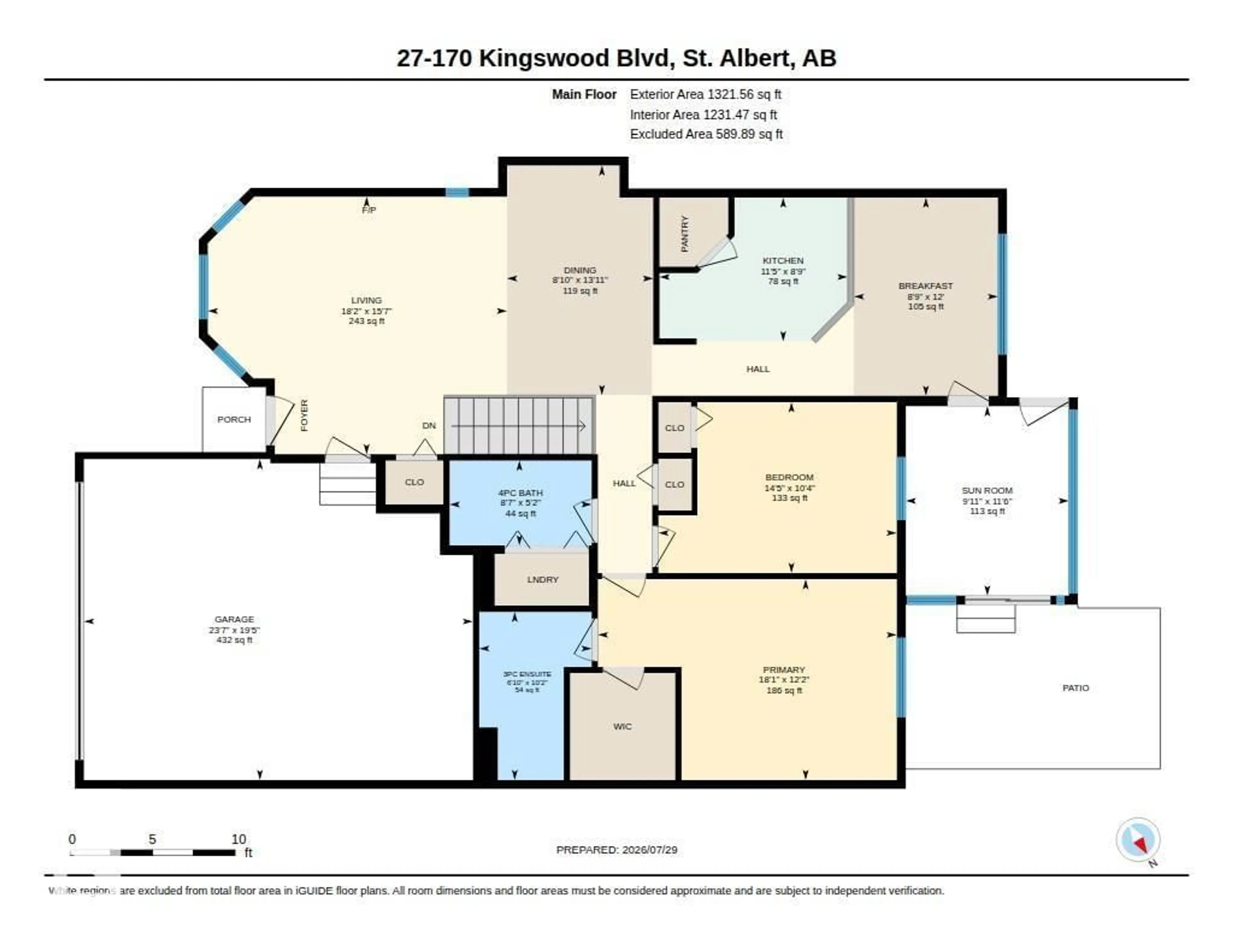 Floor plan for 170 - 27 KINGSWOOD BV, St. Albert Alberta T8N6Z6