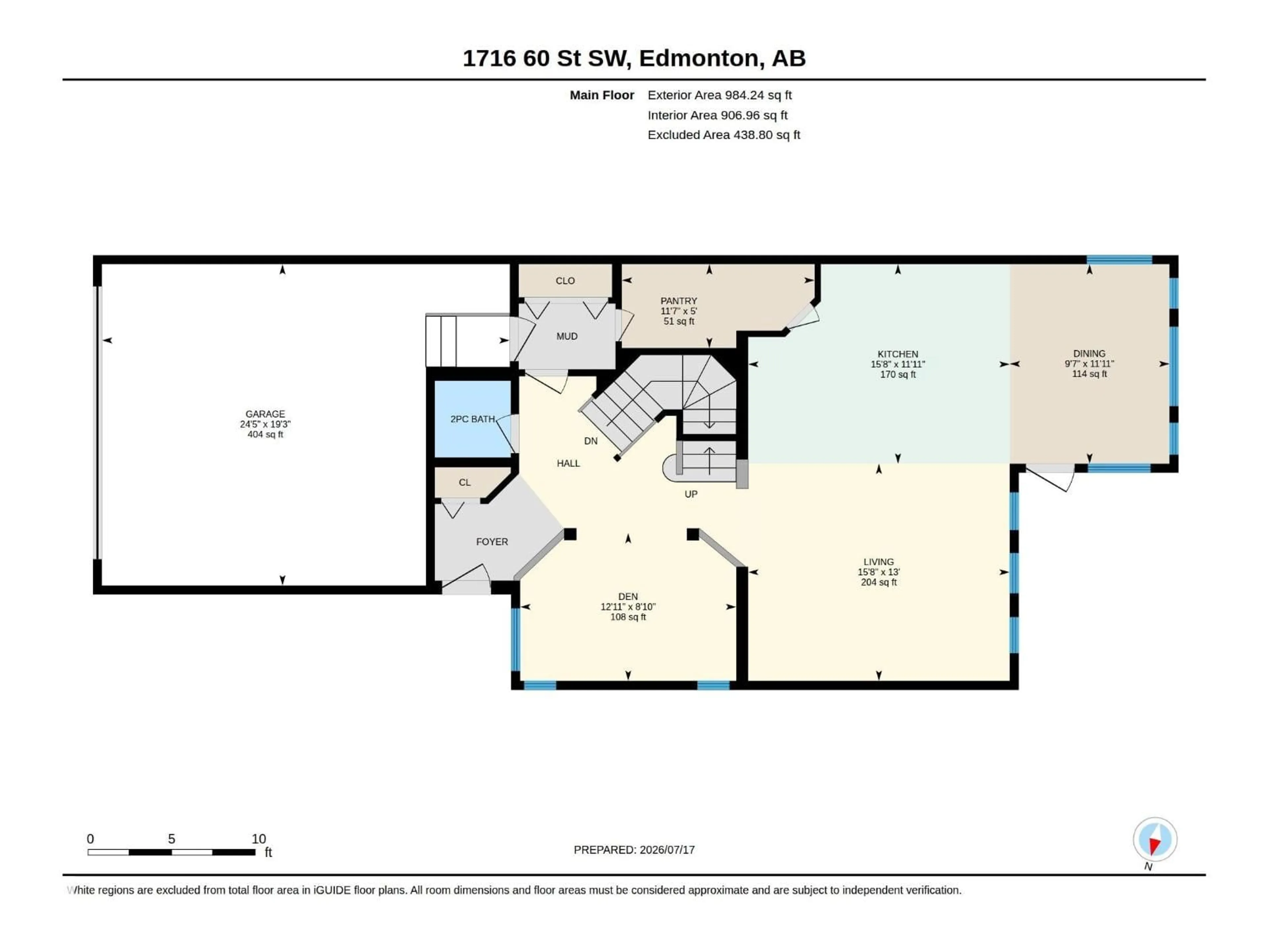 Floor plan for 1716 60 ST, Edmonton Alberta T6X0W4