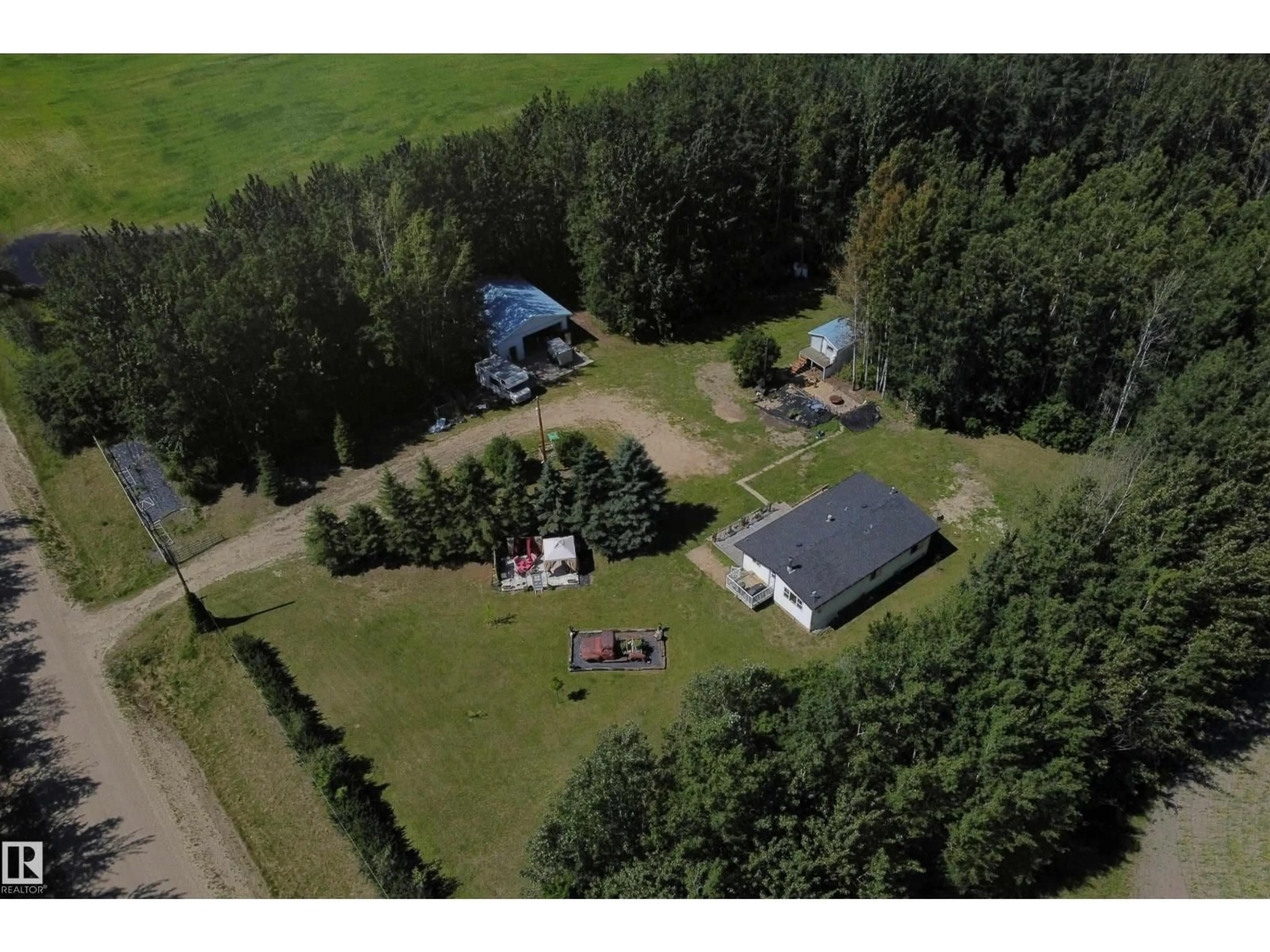 A pic from outside/outdoor area/front of a property/back of a property/a pic from drone, unknown for 5318 TWP RD 612, Rural Barrhead County Alberta T7N1N3