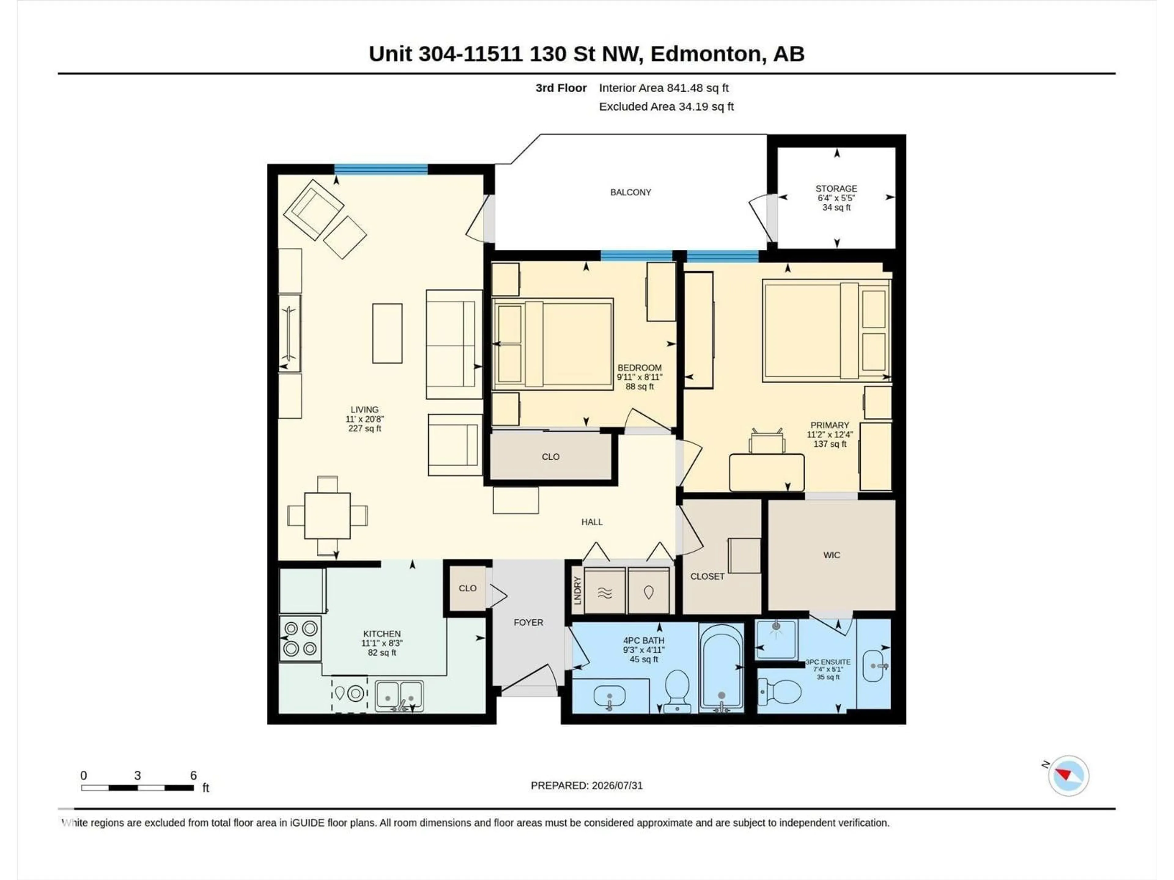 Floor plan for #304 - 11511 130 ST NW, Edmonton Alberta T5M4B3