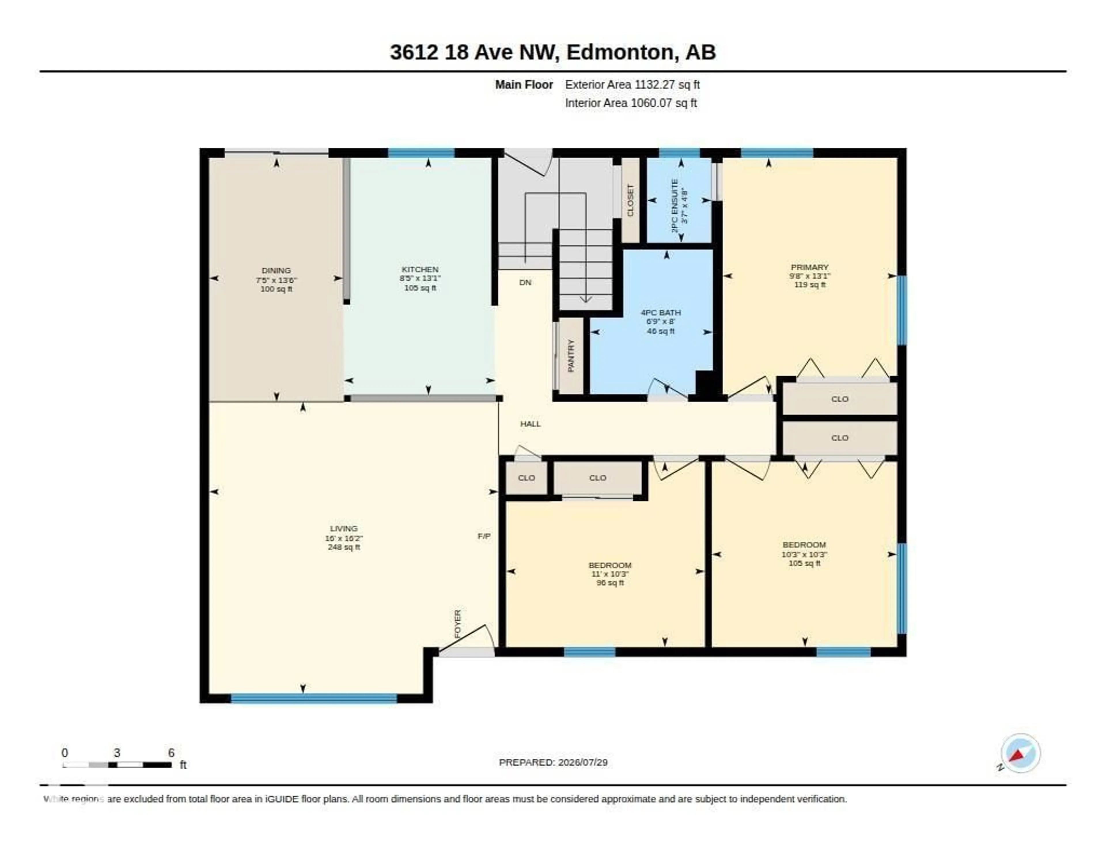Floor plan for 3612 18 AV, Edmonton Alberta T6L3C2