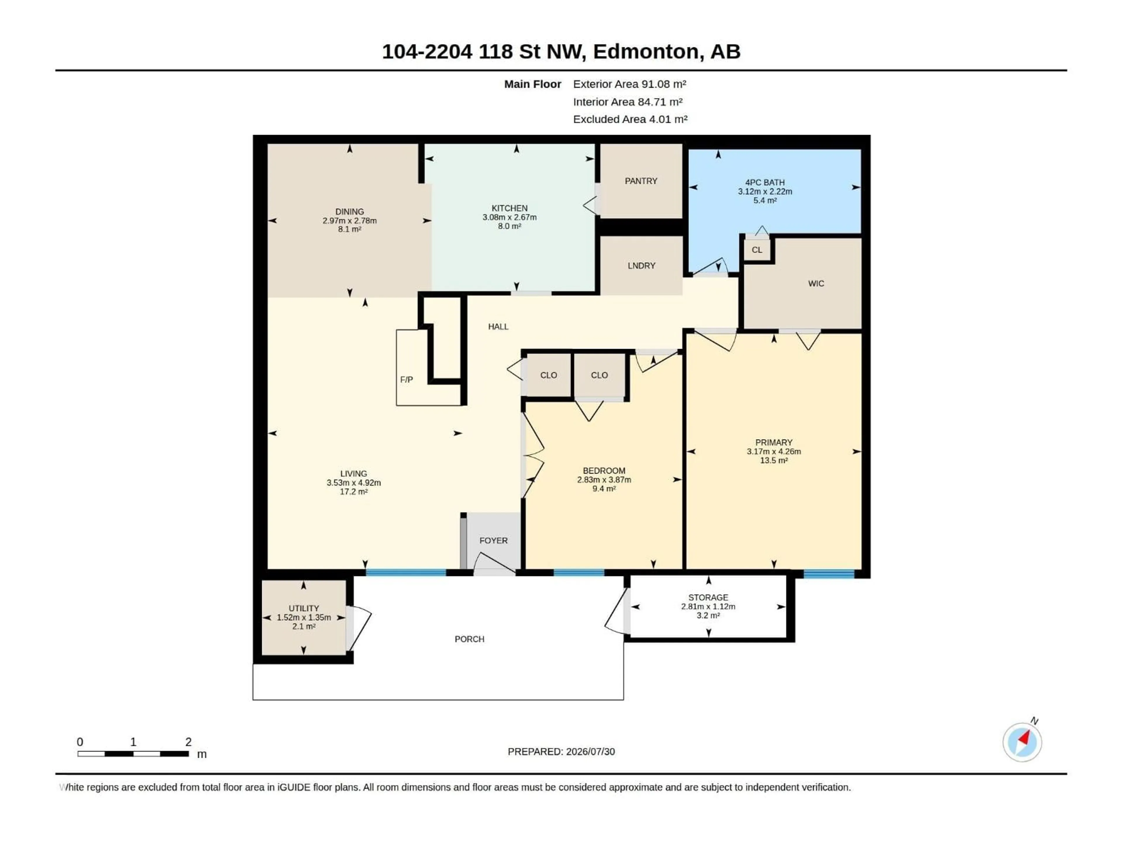 Floor plan for #104 - 2204 118 ST, Edmonton Alberta T6J5K2