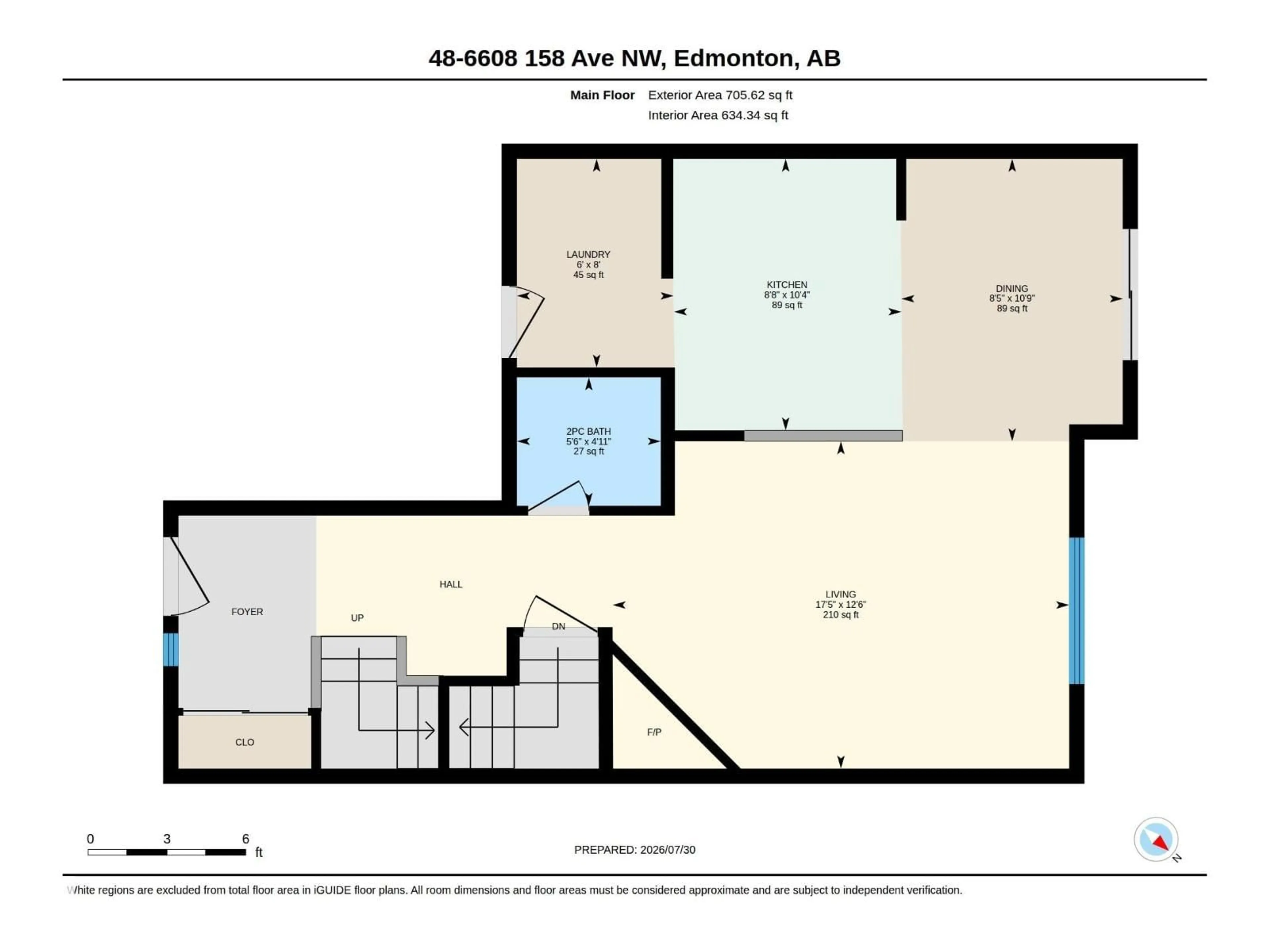 Floor plan for #48 - 6608 158 AV, Edmonton Alberta T5Z3H2
