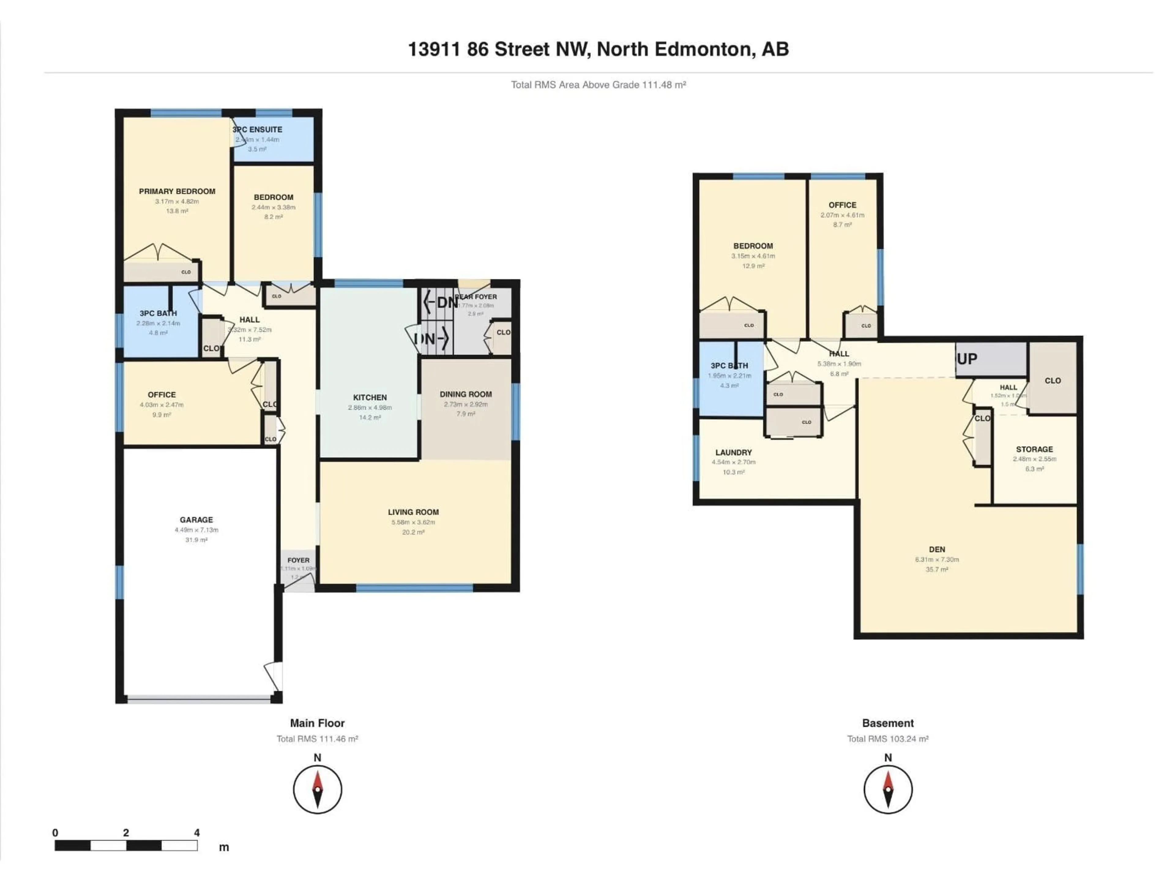 Floor plan for 13911 86 ST NW, Edmonton Alberta T5E3C2
