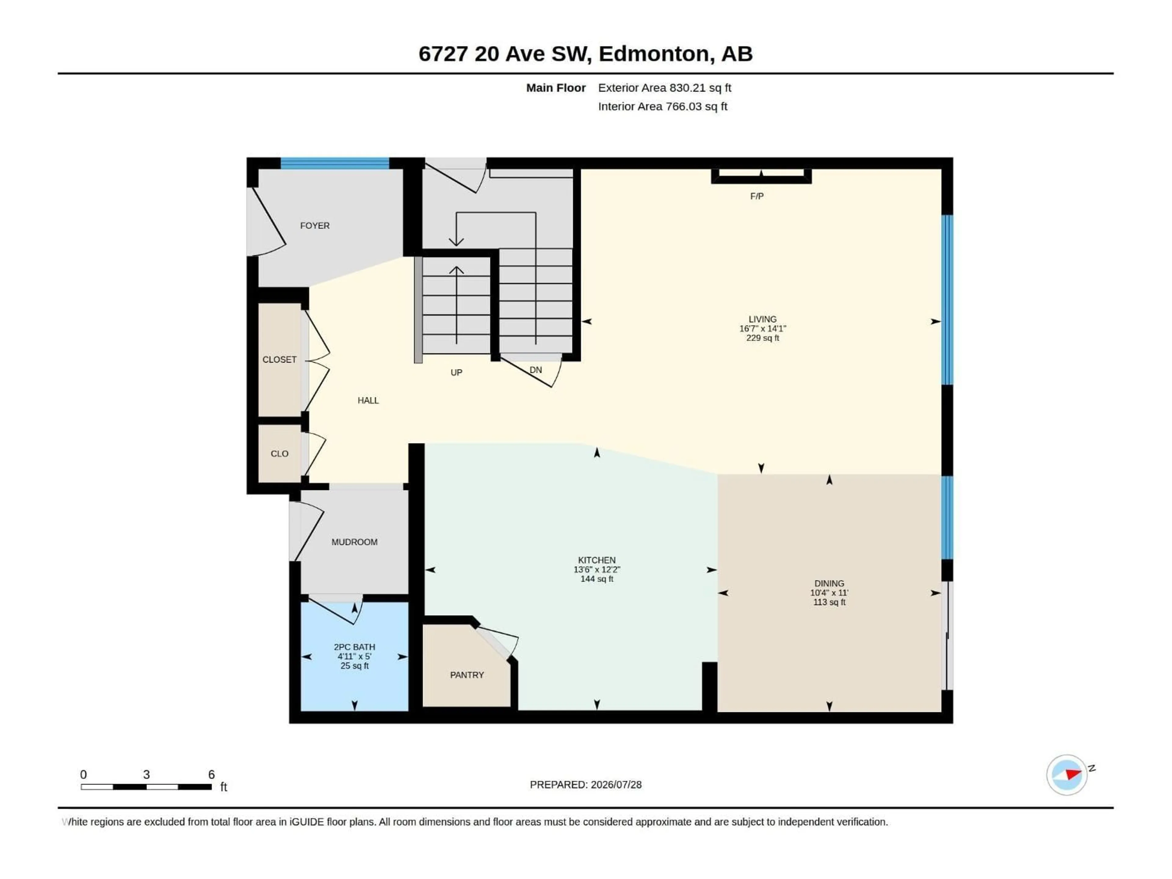 Floor plan for SW - 6727 20 AVE, Edmonton Alberta T6X0T4