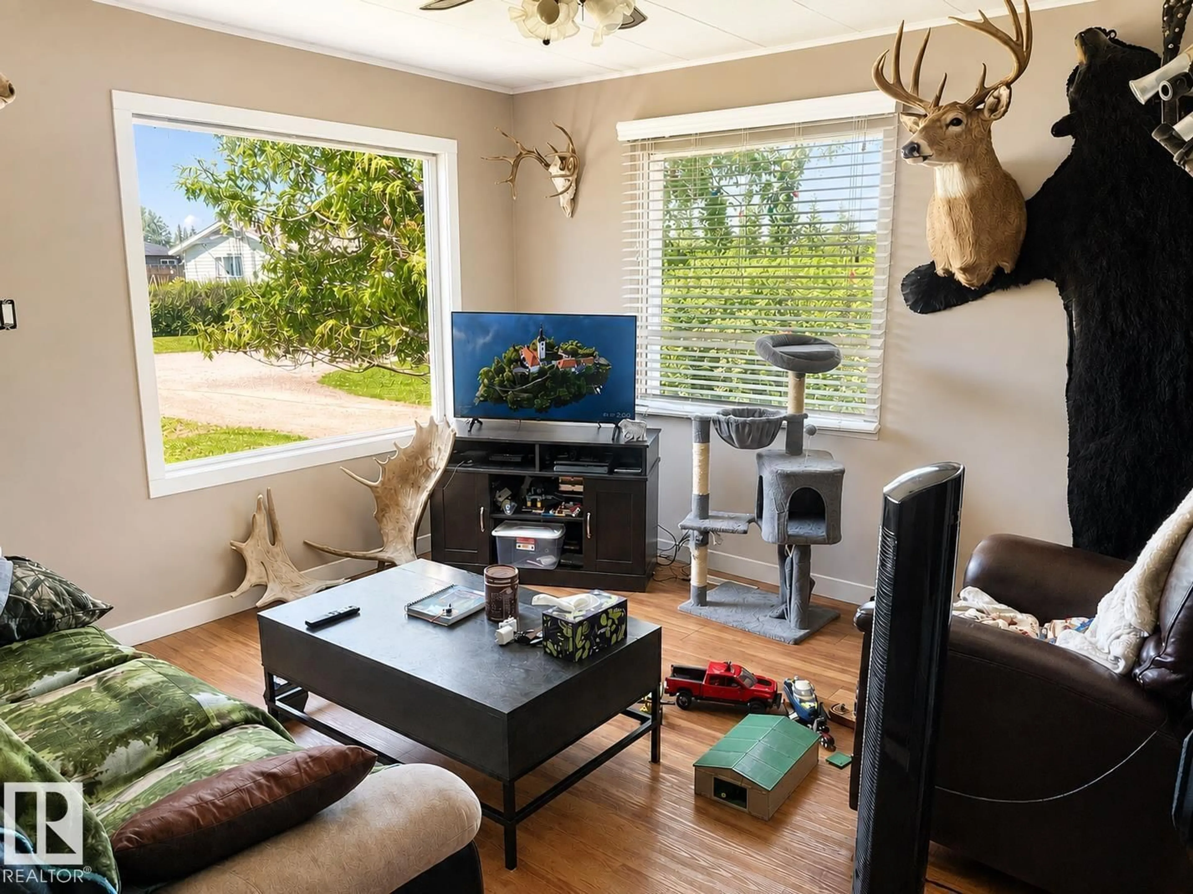 Living room with furniture, wood/laminate floor for 4817 52 ST, Glendon Alberta T0A1P0