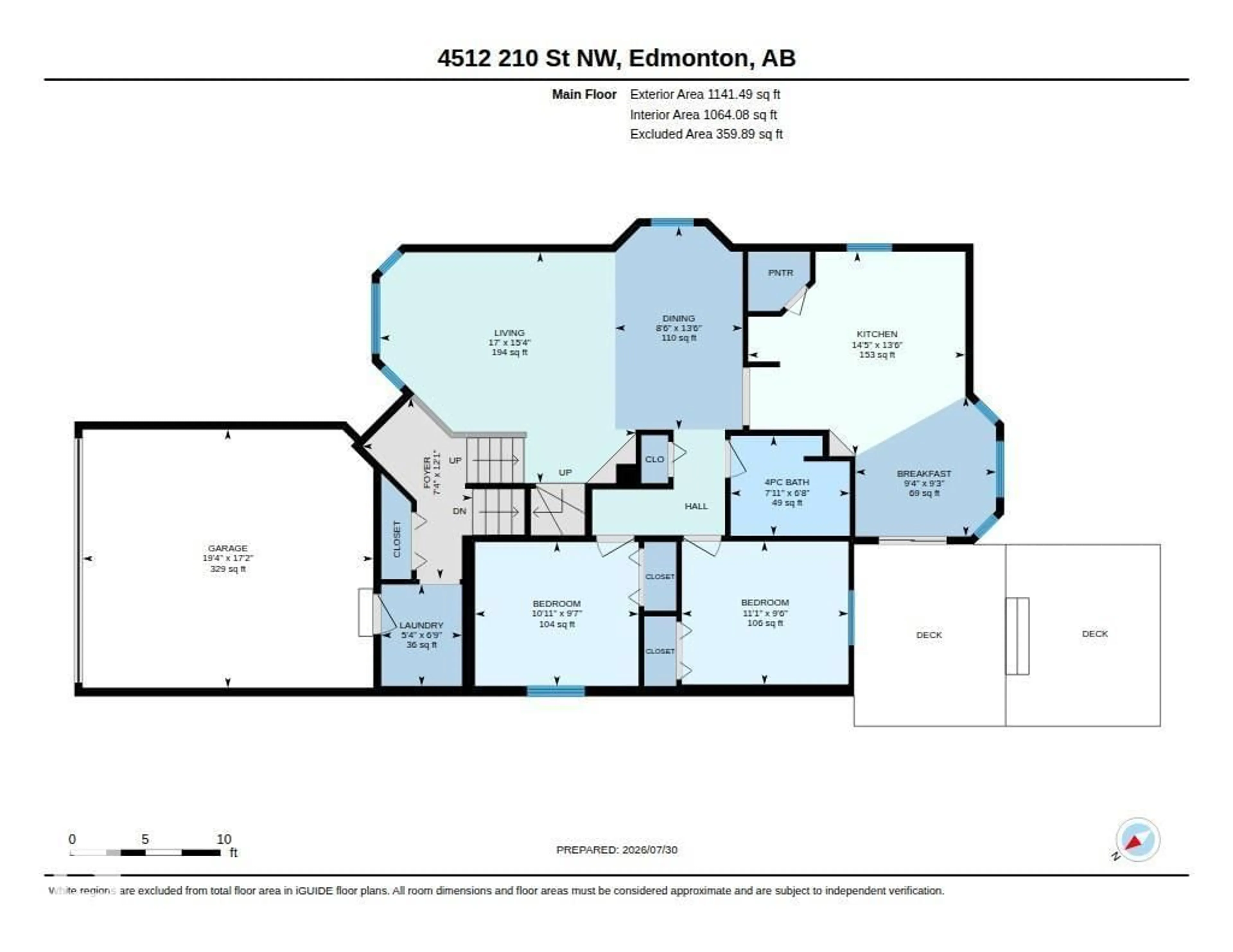 Floor plan for 4512 210 ST, Edmonton Alberta T6M0G5