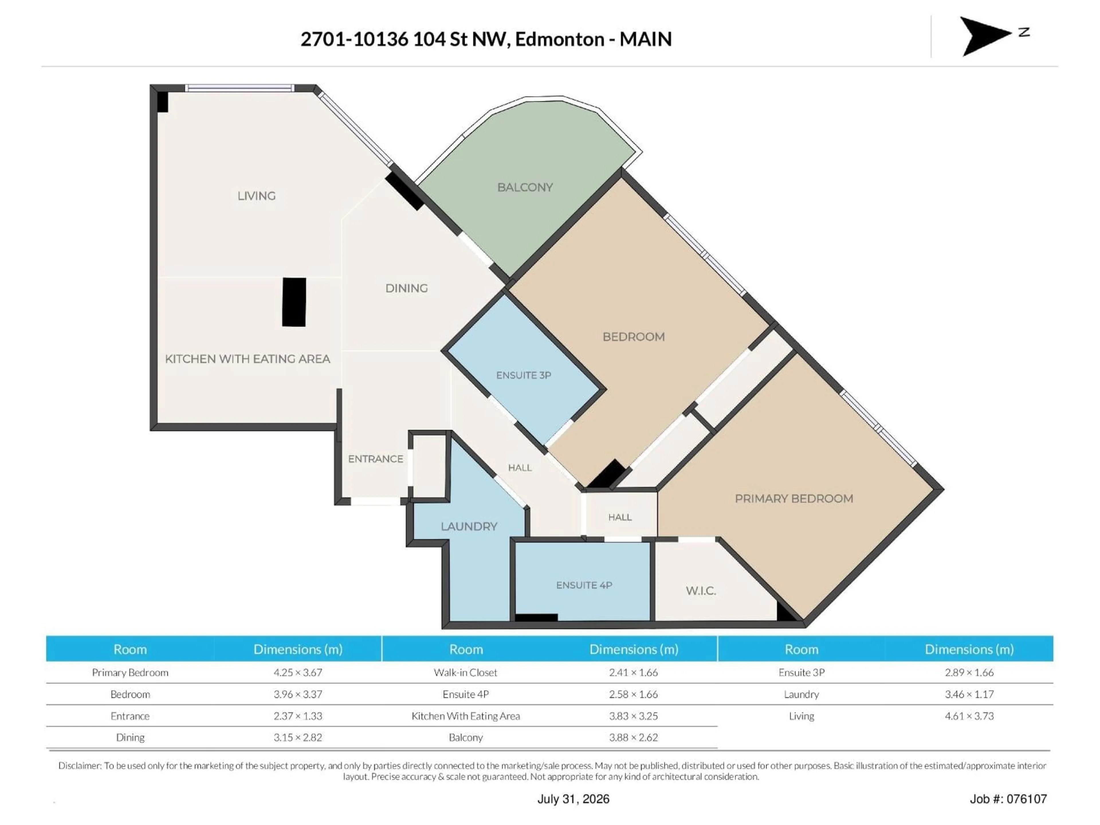 Floor plan for 10136 - 2701 104 ST, Edmonton Alberta T5J0B5