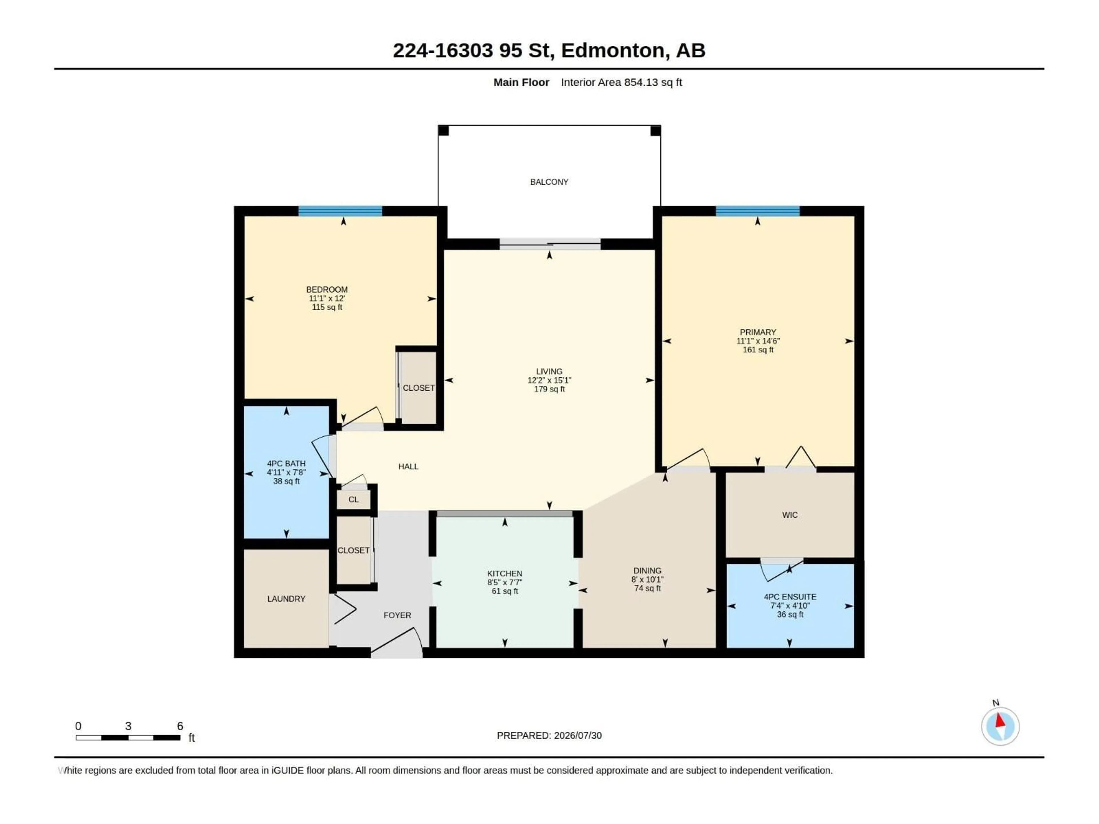 Floor plan for #224 - 16303 95 ST, Edmonton Alberta T5Z3V1