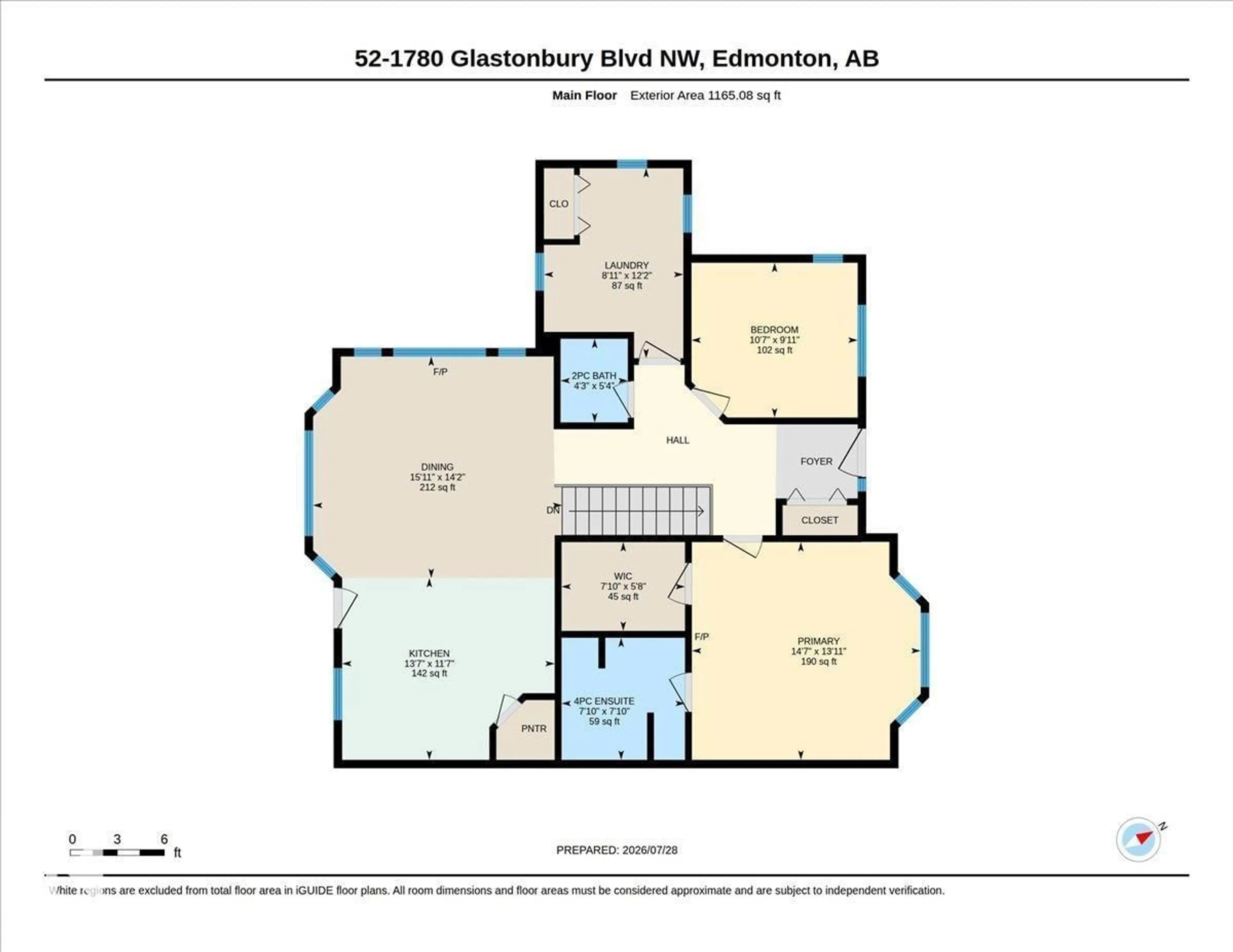 Floor plan for #52 - 1780 GLASTONBURY BV, Edmonton Alberta T5T6P9