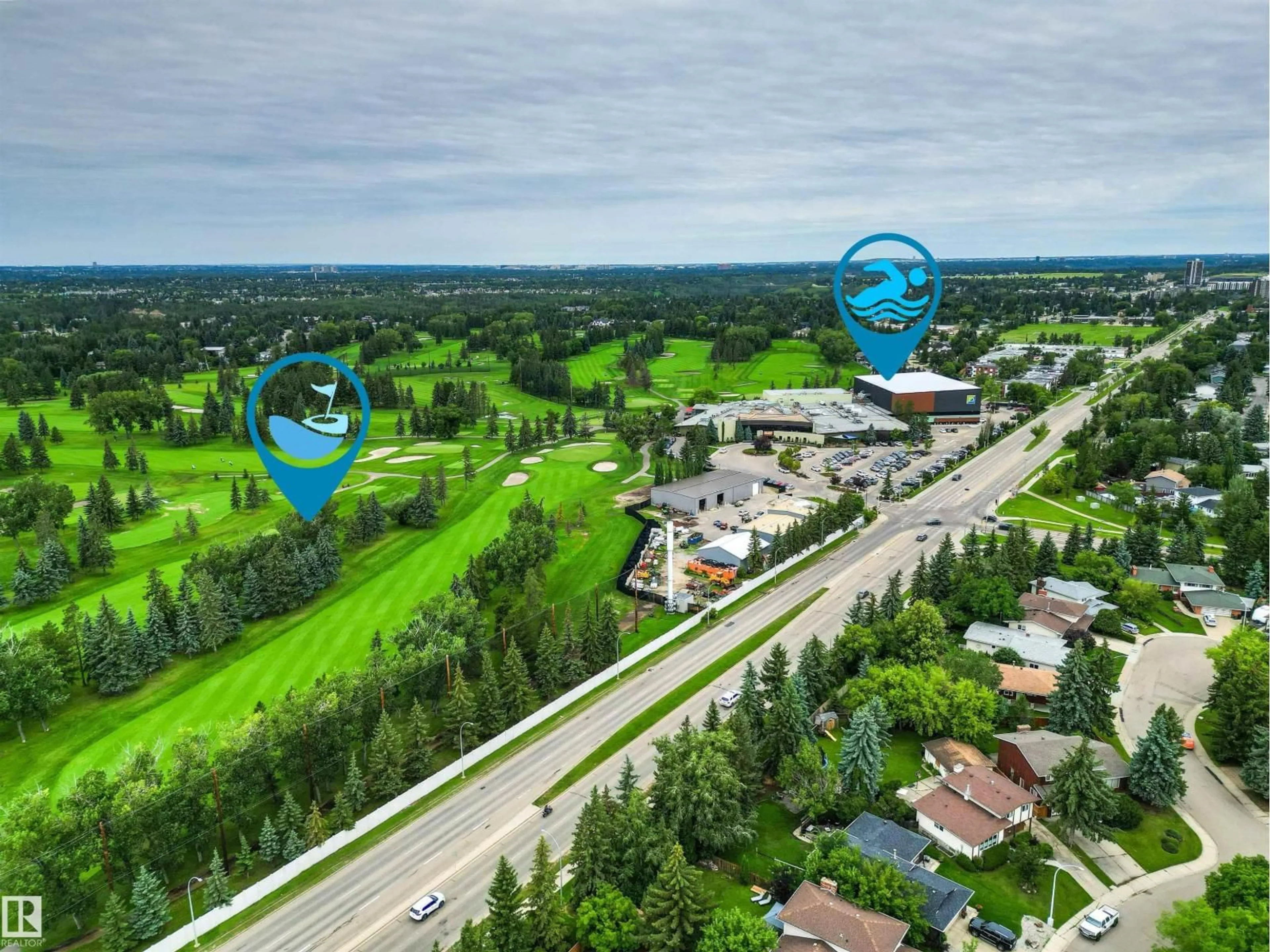 A pic from outside/outdoor area/front of a property/back of a property/a pic from drone, water/lake/river/ocean view for #64 - 3221 119 ST, Edmonton Alberta T6J5K7